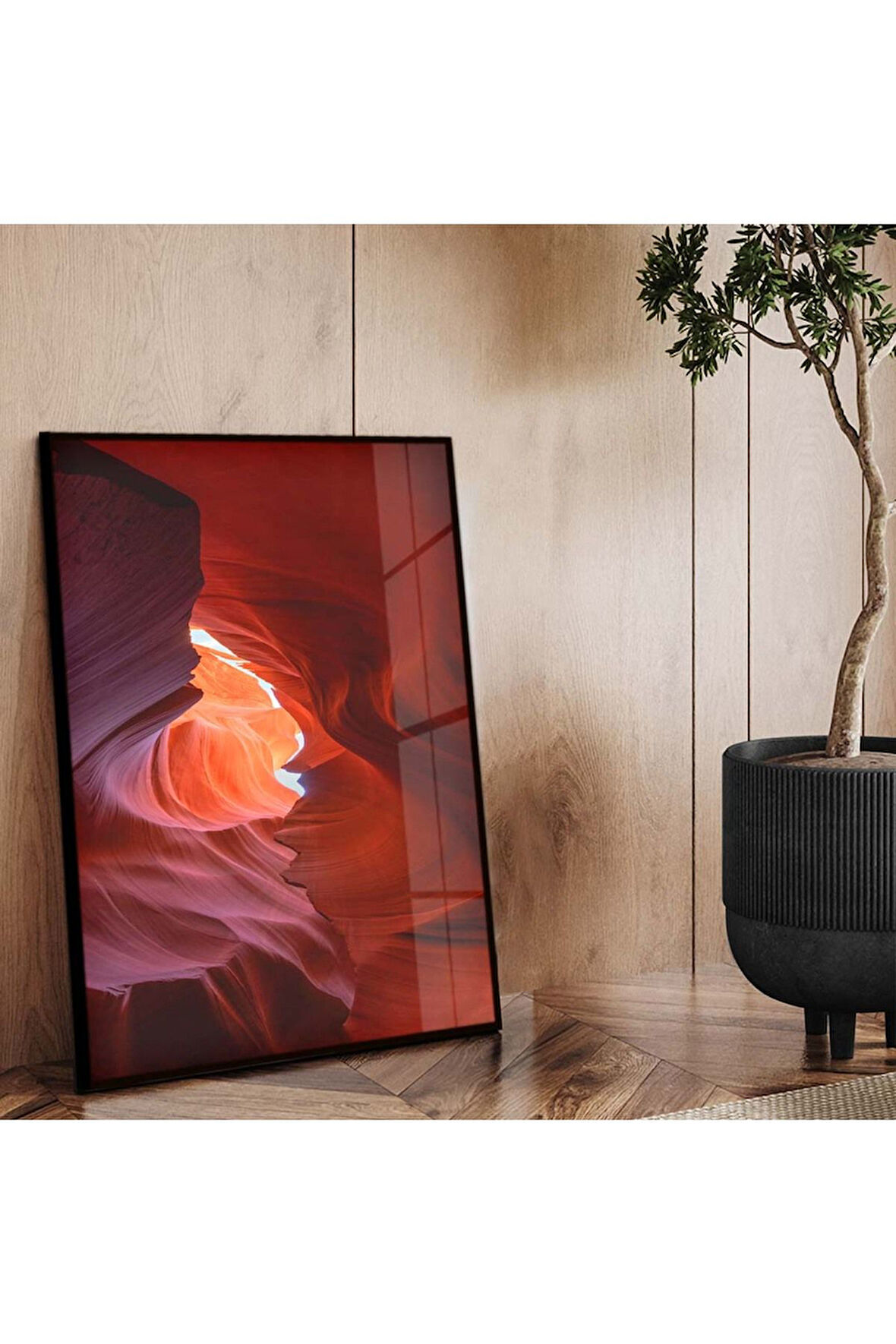 Siyah Metal Çerçeveli Modern Çizim Kırılmaz Cam Tablo