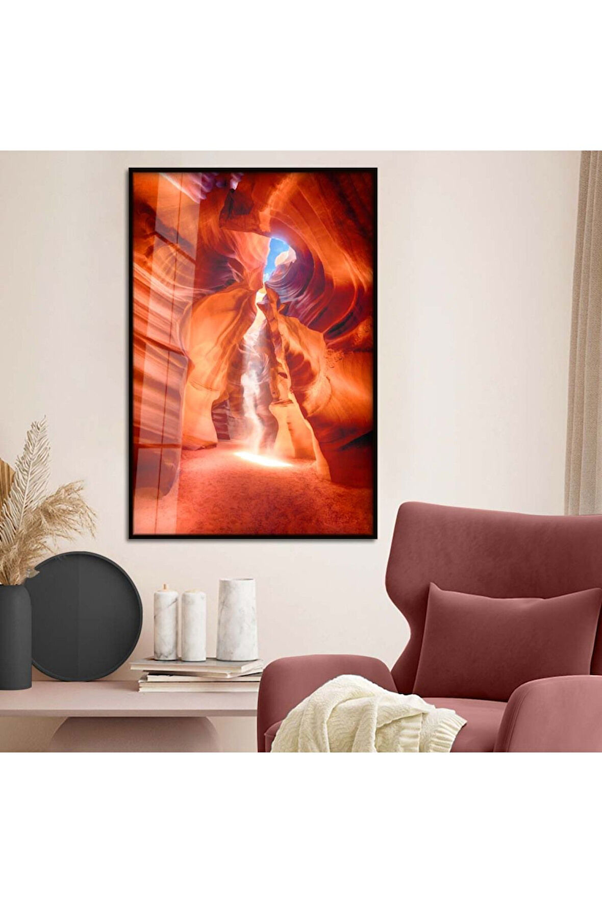 Gümüş Metal Çerçeveli Modern Çizim Kırılmaz Cam Tablo