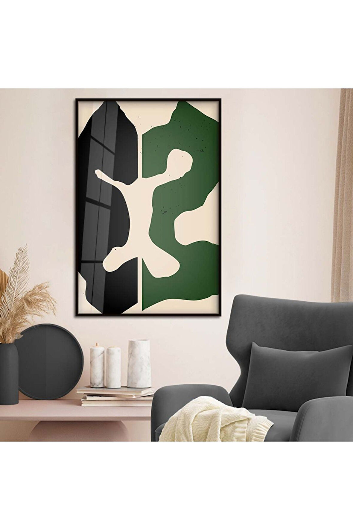 Gümüş Metal Çerçeveli Modern Çizim Kırılmaz Cam Tablo