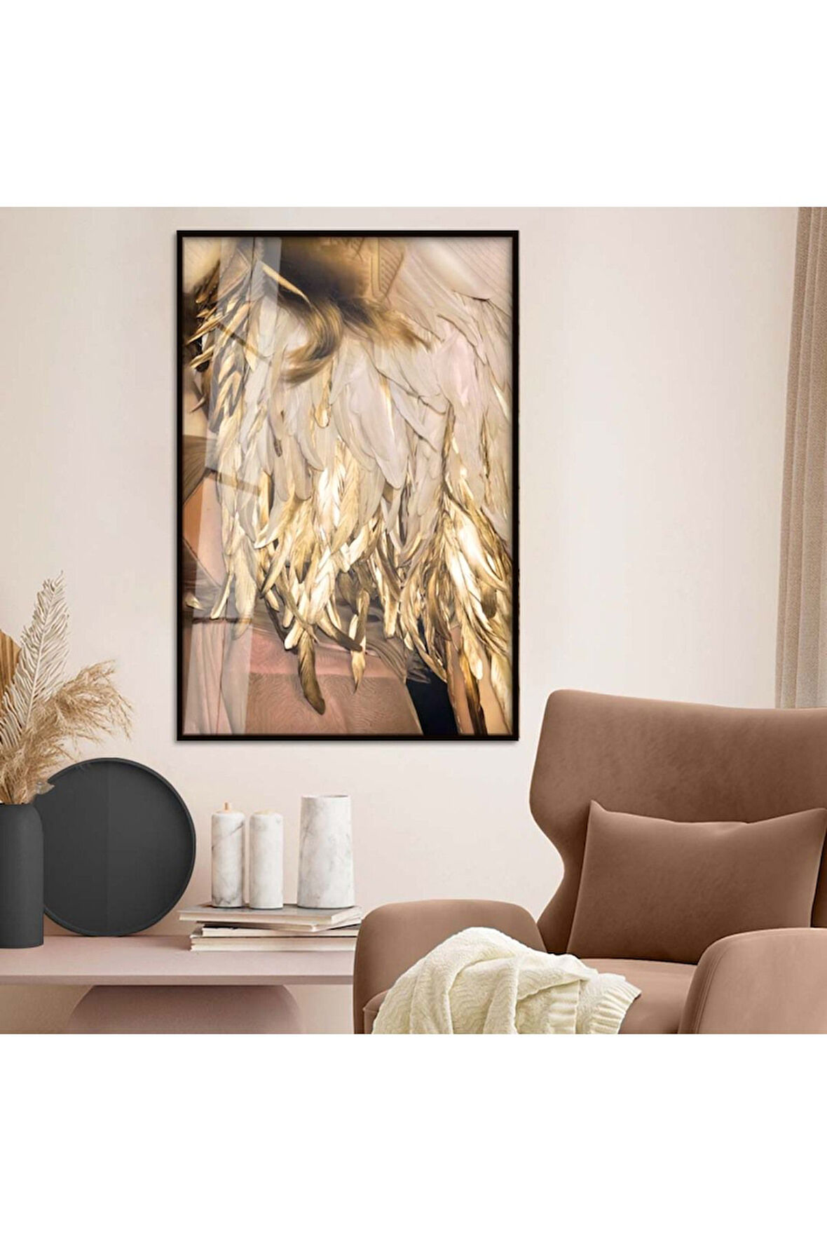 Gümüş Metal Çerçeveli Modern Çizim Kırılmaz Cam Tablo