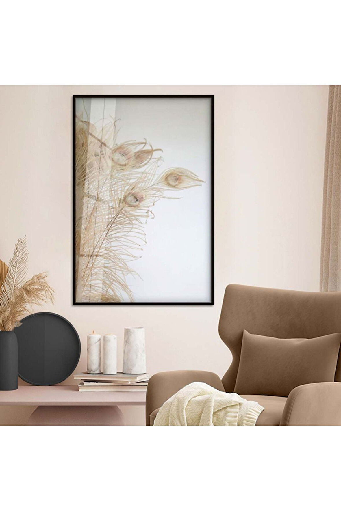 Gümüş Metal Çerçeveli Kurutulmuş Çiçek Kırılmaz Cam Tablo