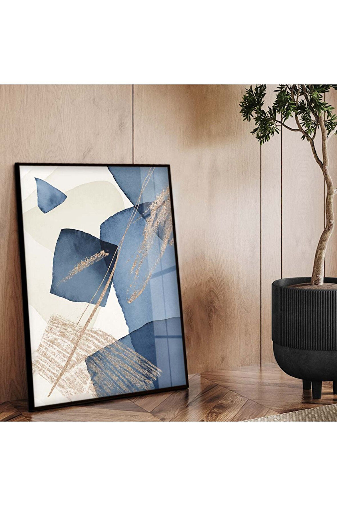 Siyah Metal Çerçeveli Kolaj Çizim Kırılmaz Cam Tablo