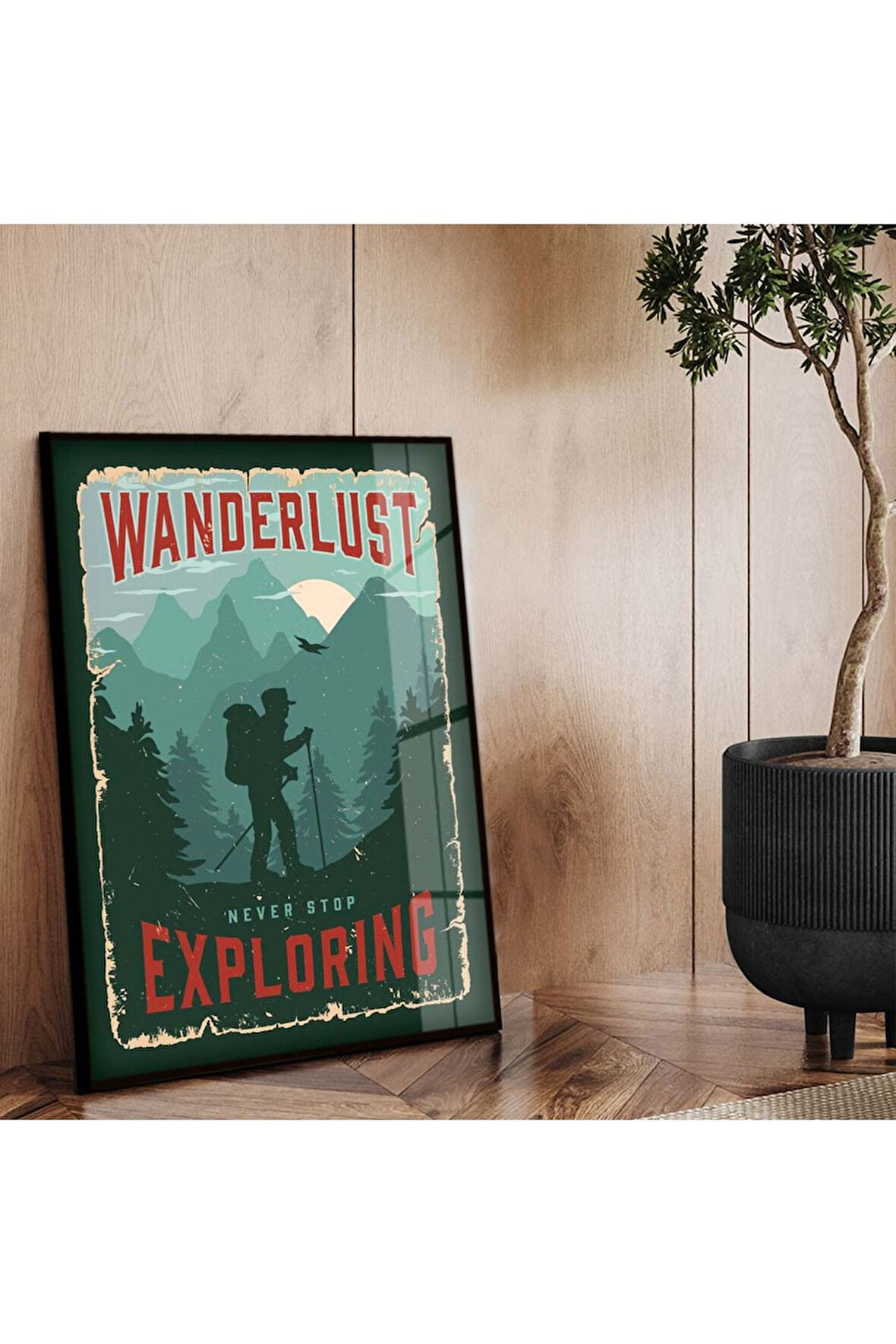 Siyah Metal Çerçeveli Doğa Temalı Kırılmaz Cam Tablo