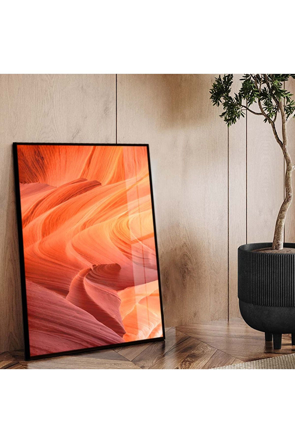 Siyah Metal Çerçeveli Modern Çizim Kırılmaz Cam Tablo