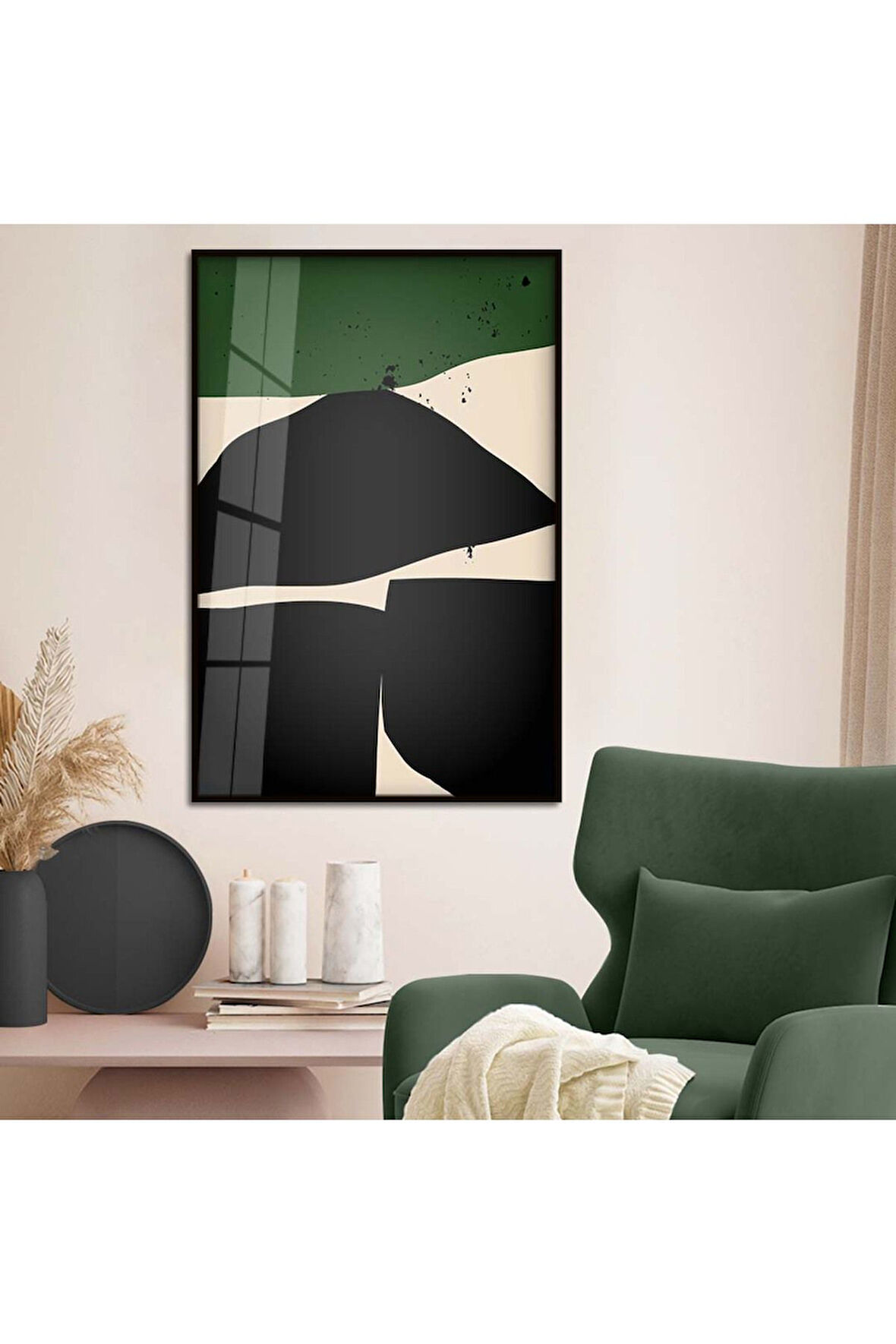 Gümüş Metal Çerçeveli Modern Çizim Kırılmaz Cam Tablo