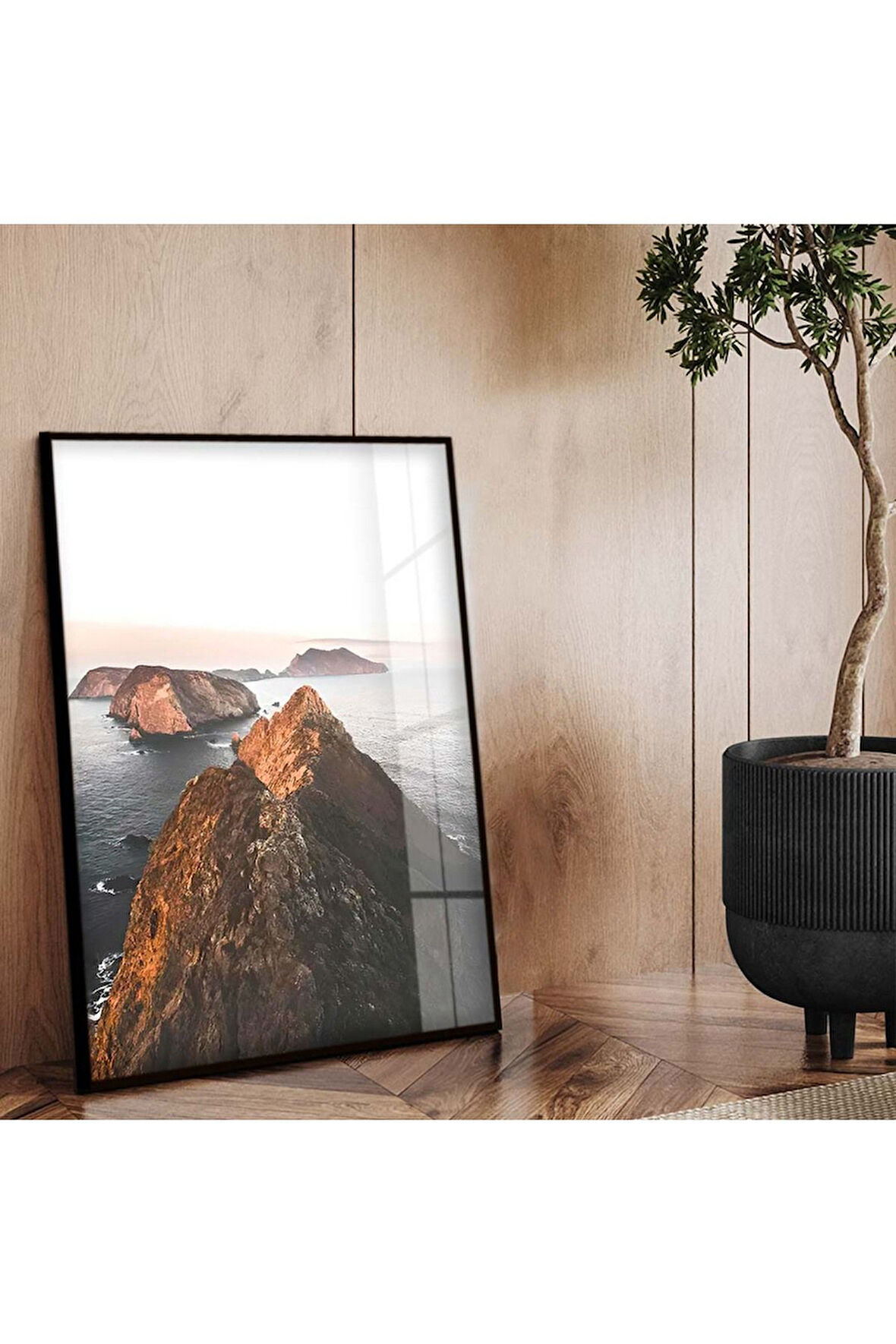 Gümüş Metal Çerçeveli Doğa Tema Kırılmaz Cam Tablo