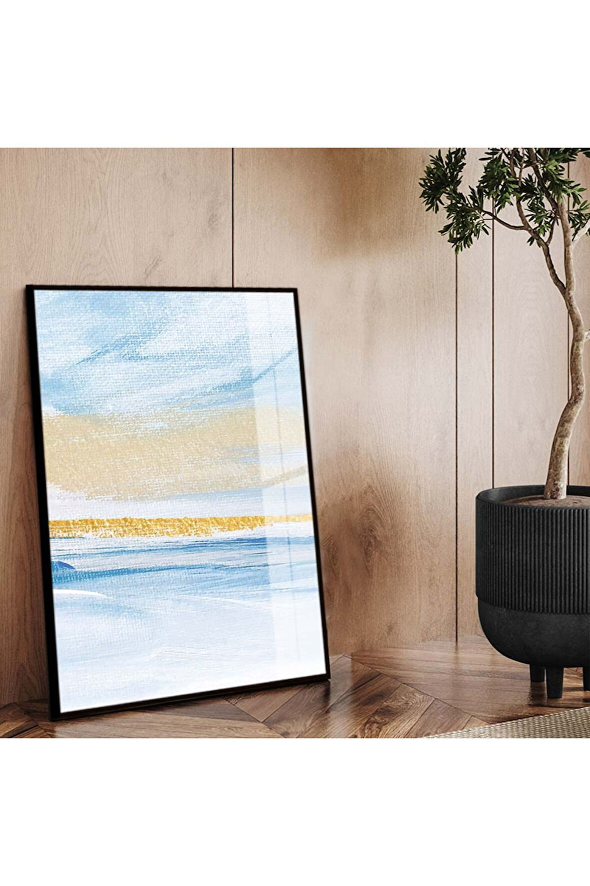 Siyah Metal Çerçeveli Modern Çizim Soyut Tema Kırılmaz Cam Tablo