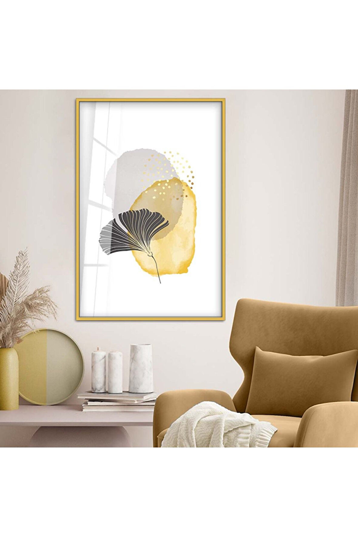 Gümüş Metal Çerçeveli Kolaj Çizim Çiçek Kırılmaz Cam Tablo