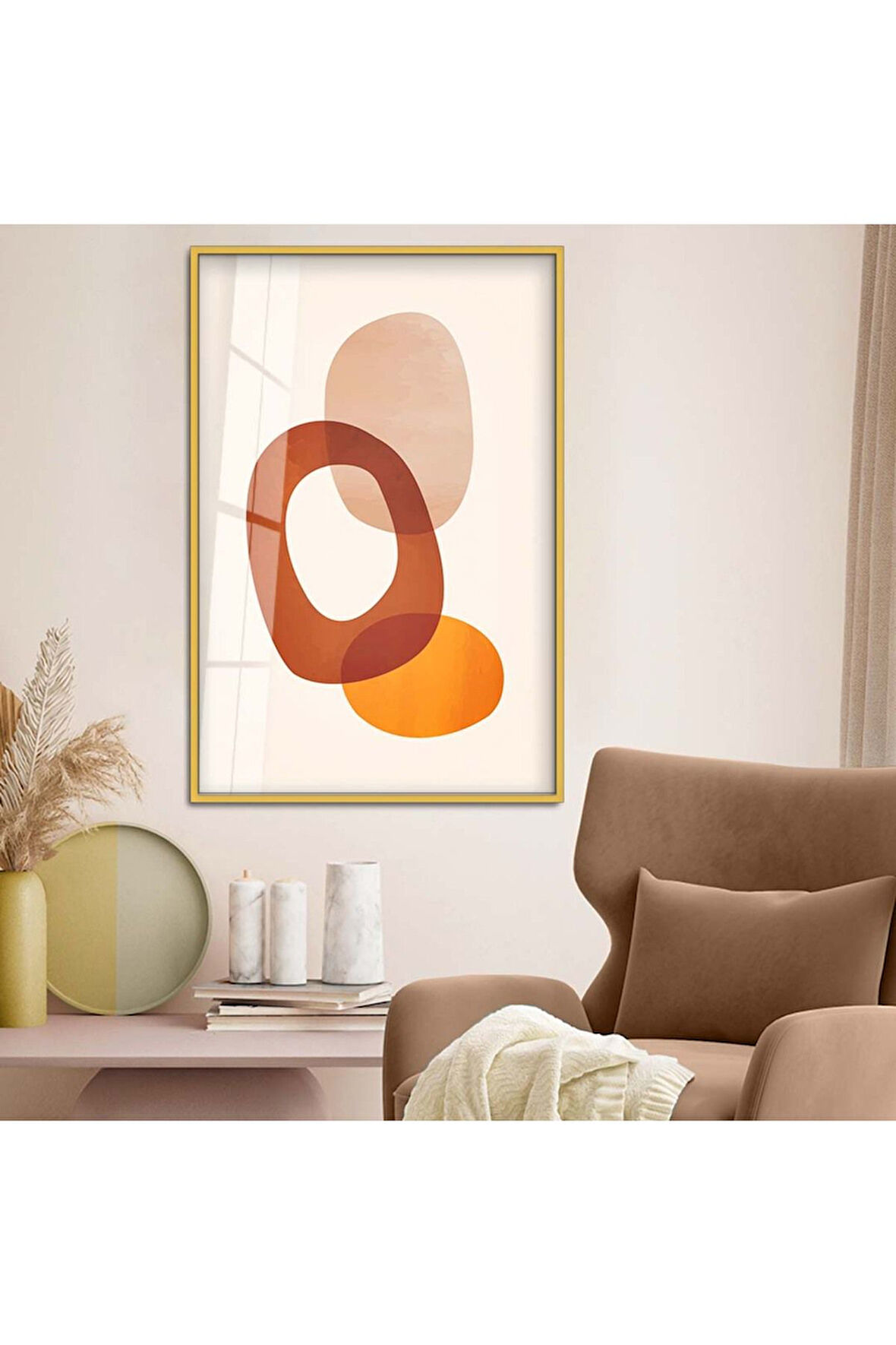 Siyah Metal Çerçeveli Modern Çizim Soyut Tema Kırılmaz Cam Tablo