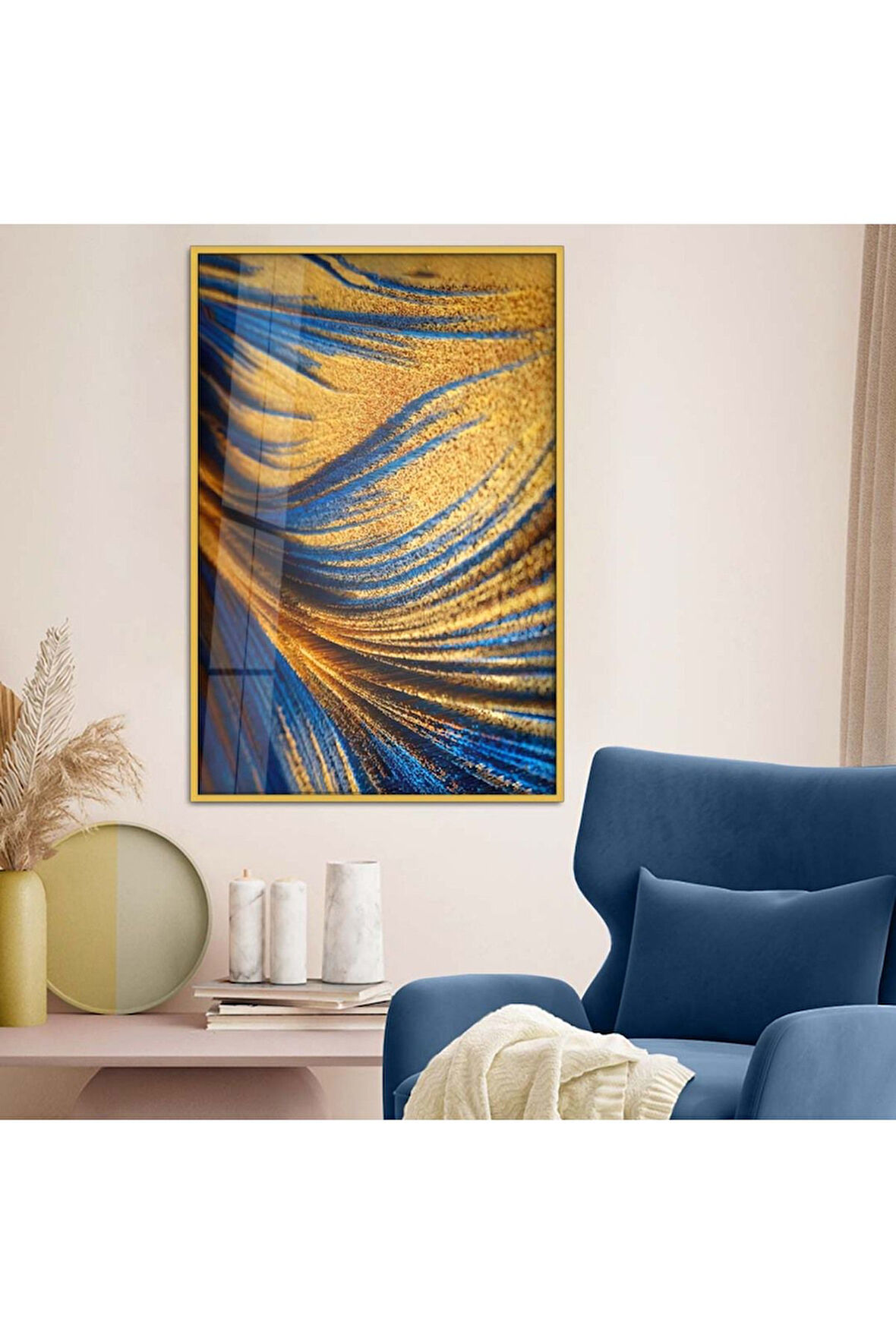 Siyah Metal Çerçeveli Modern Çizim Soyut Tema Kırılmaz Cam Tablo