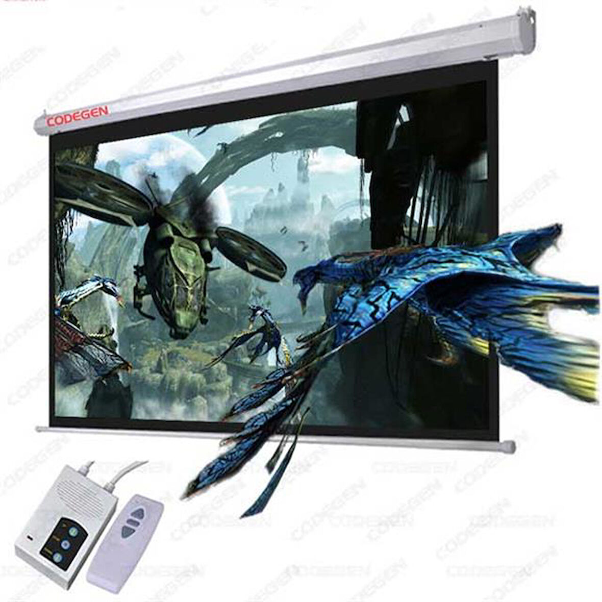 Codegen Ex30 Motorlu Kumandalı Projeksiyon Perdesi 300x250
