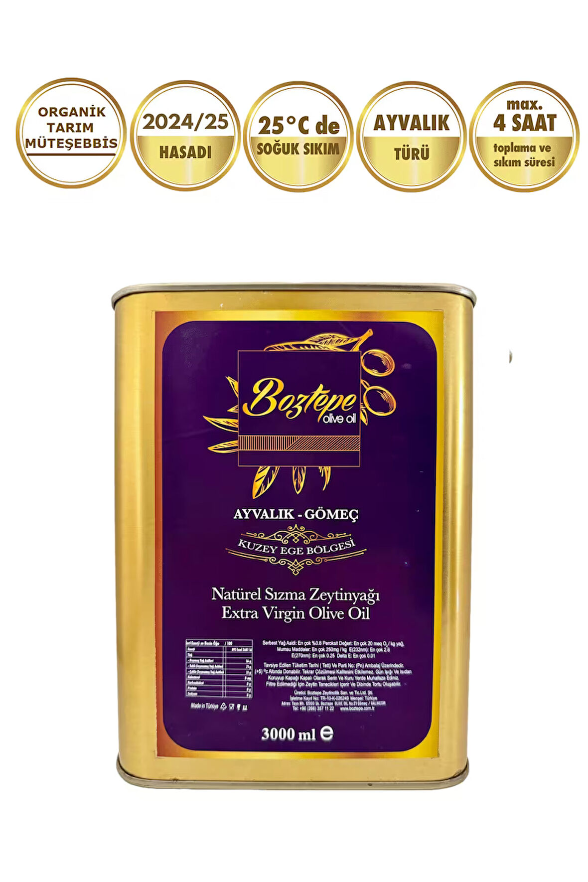 2024/25 3 LT Natürel Sızma Zeytinyağı Soğuk Sıkım Filtresiz         
