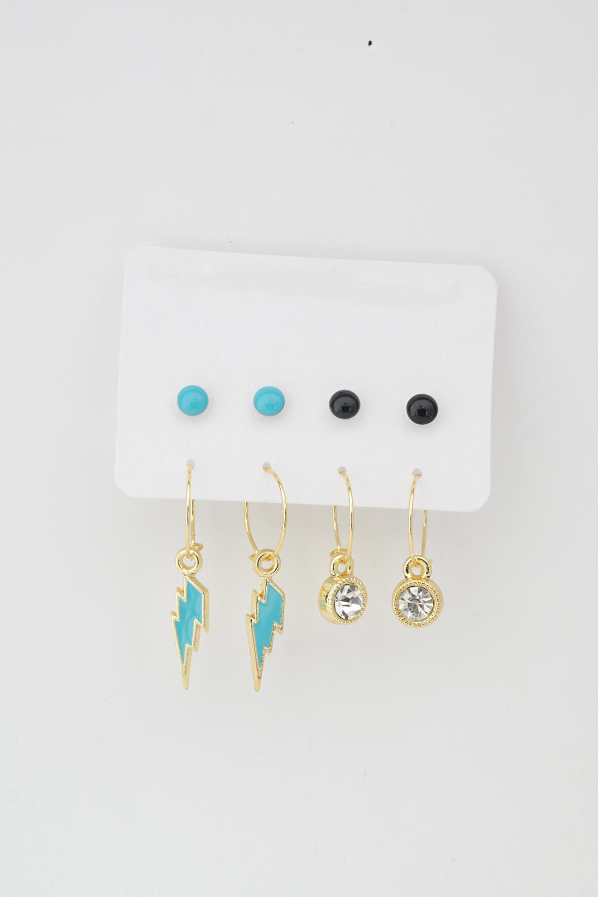 Kadın Mineli ve Taşlı 8'li Küpe Set