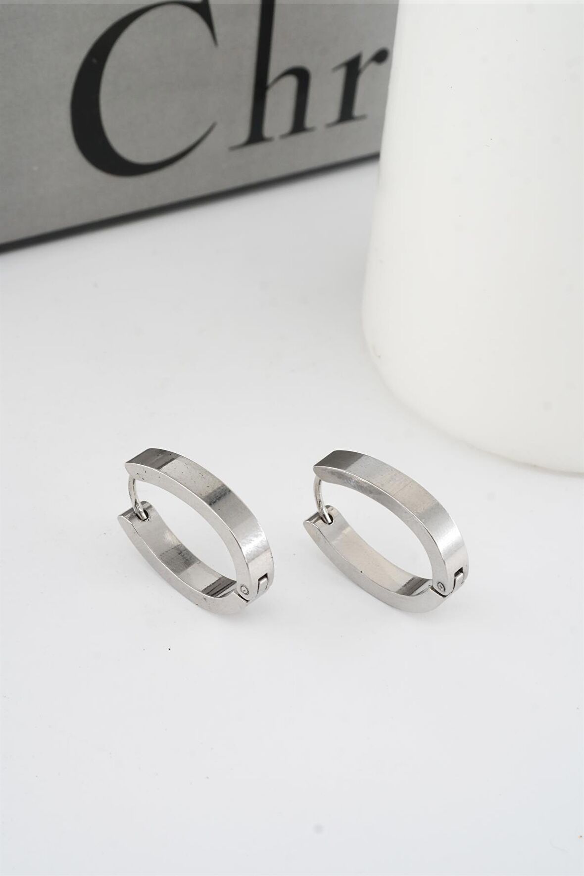 Kadın 316 L Paslanmaz Çelik 2,5 cm Elips Model Küpe