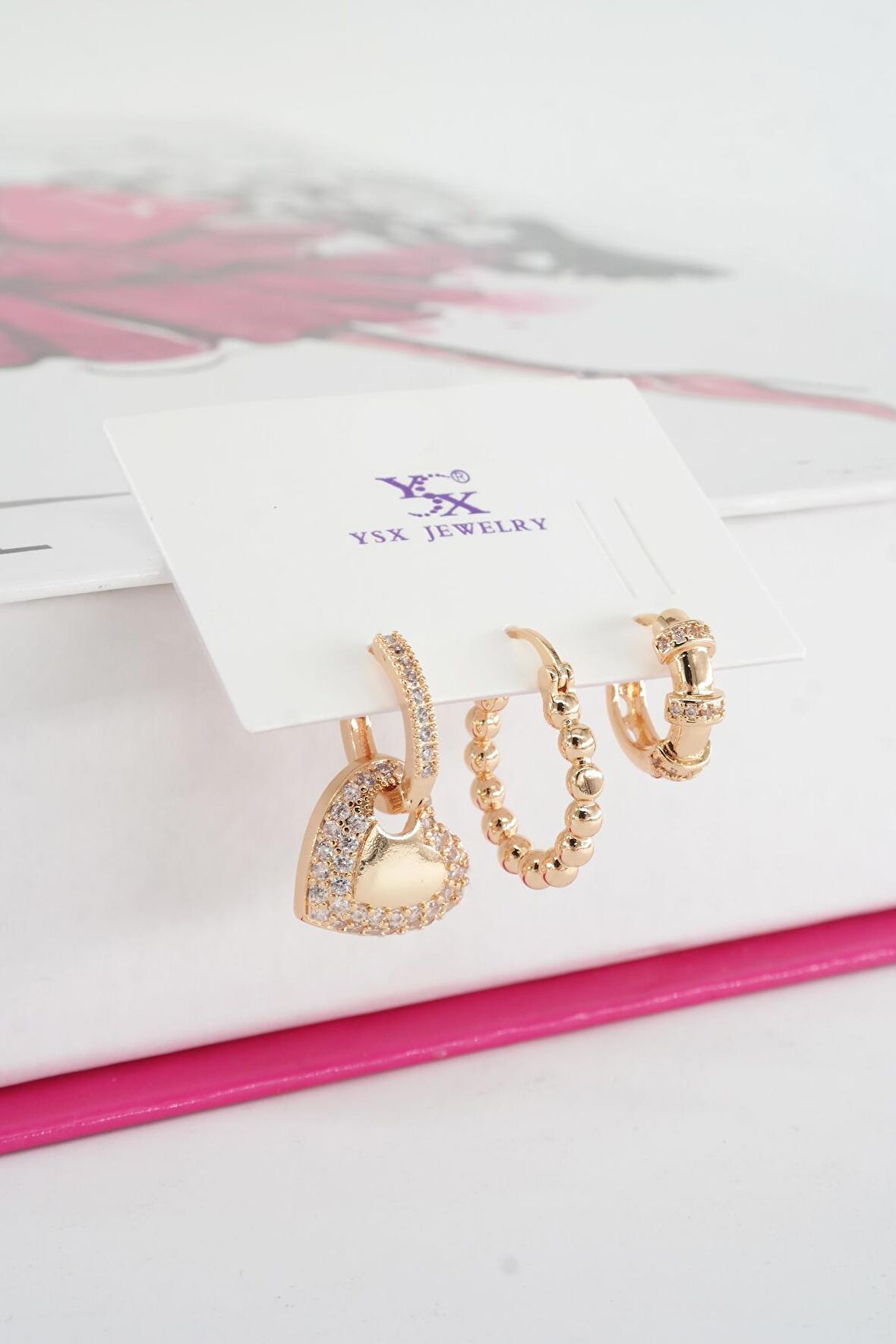 Kadın Vip Seri Baget Zirkon Taşlı 3'lü Küpe Seti