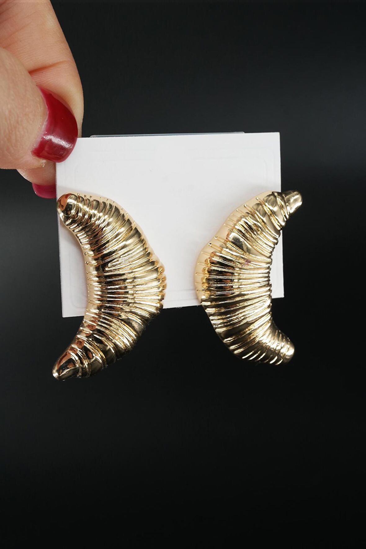 Kadın Vip Seri Özel Tasarım Kruvasan Model Marka Küpe Seti