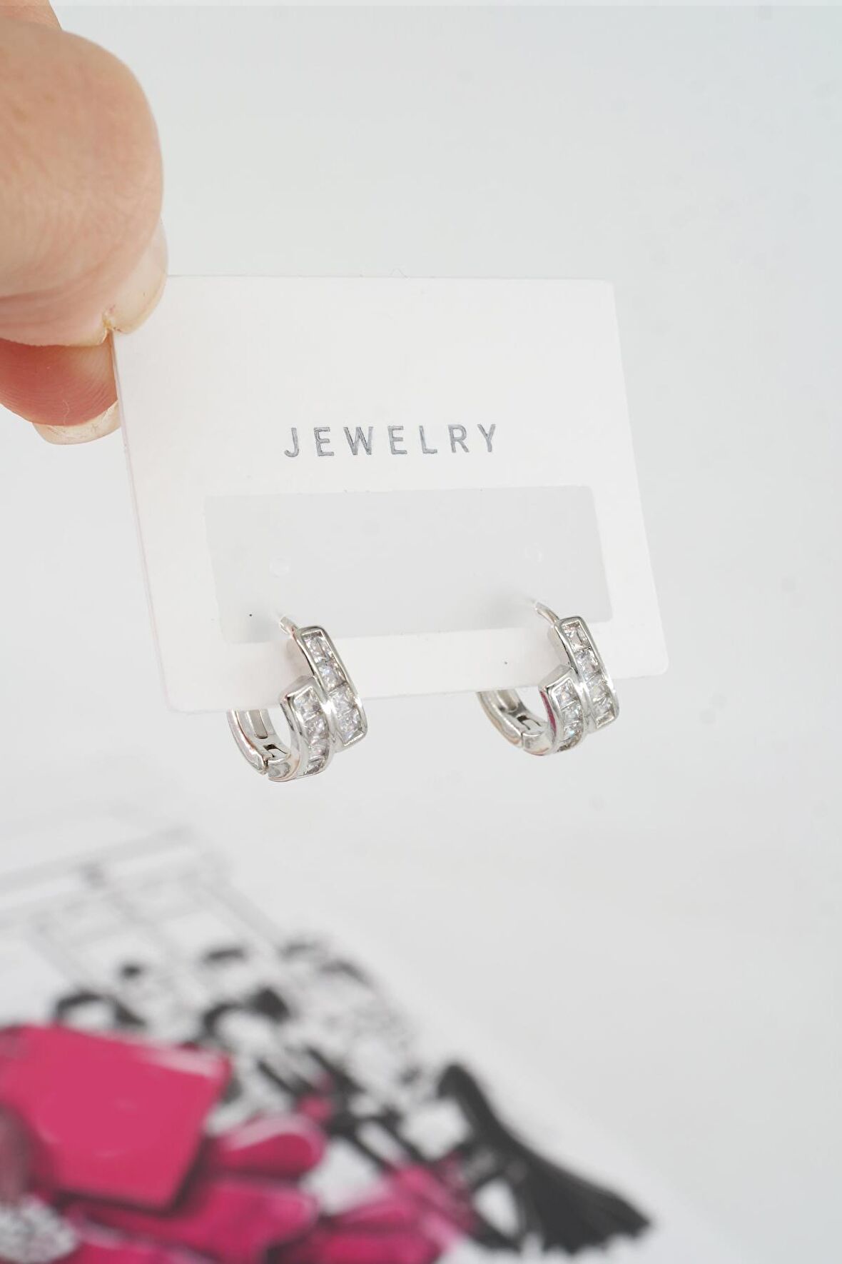 Kadın Özel Tasarım Zirkon Taşlı 2'li Minimal Küpe