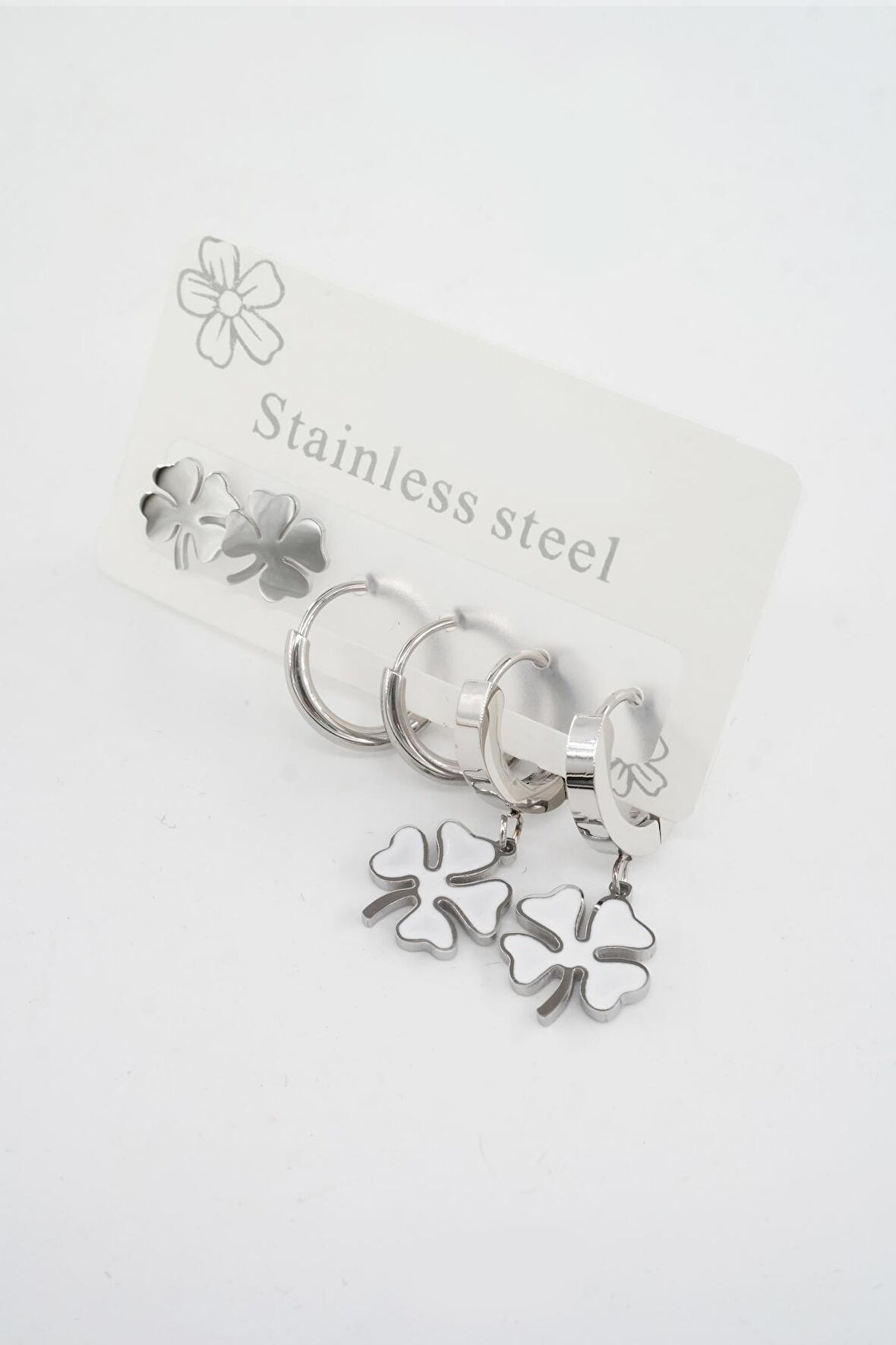 Kadın 316 L Paslanmaz Çelik Kararmaz  6'lı Küpe Seti