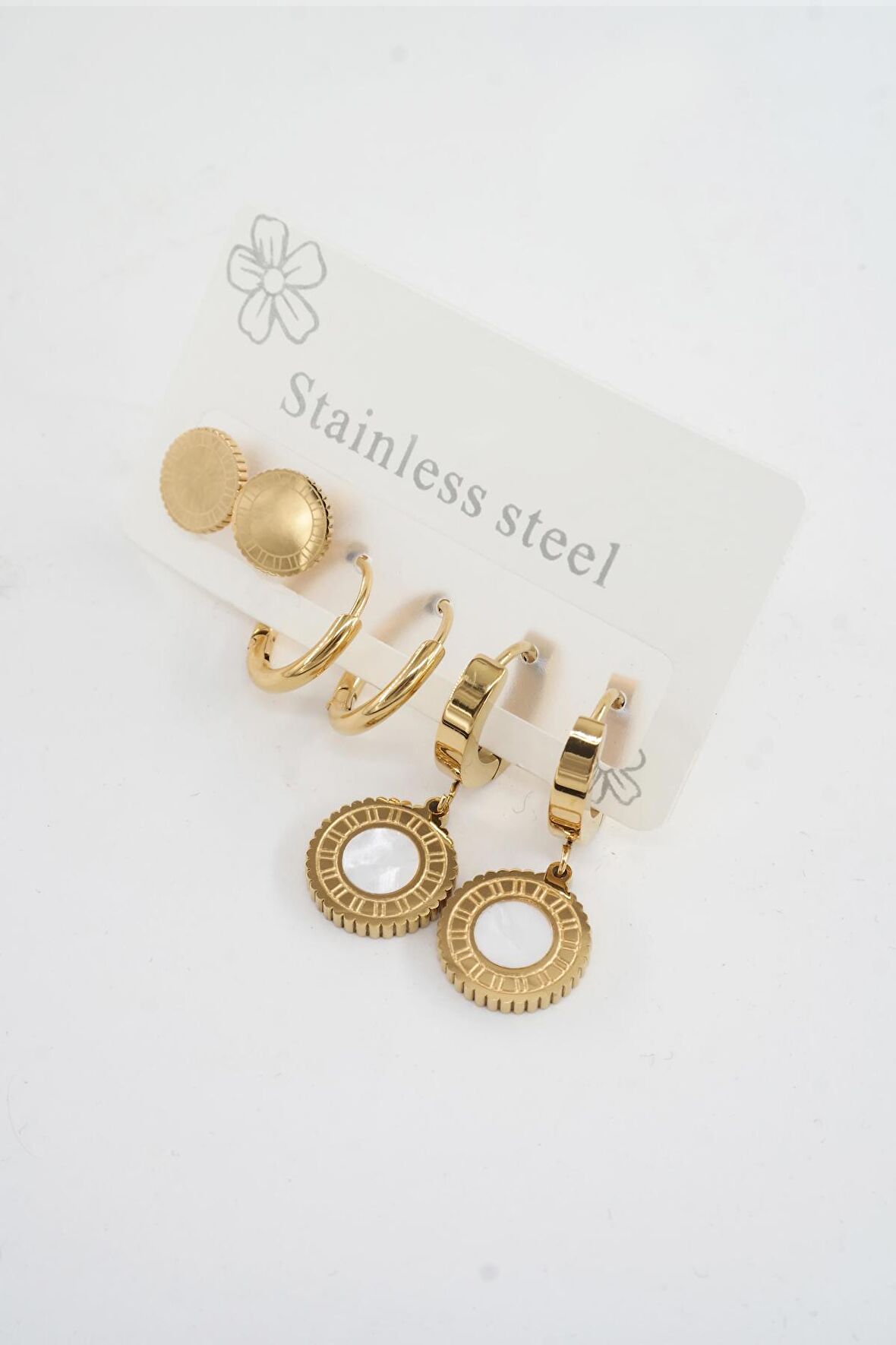 Kadın 316 L Paslanmaz Çelik Kararmaz  6'lı Küpe Seti