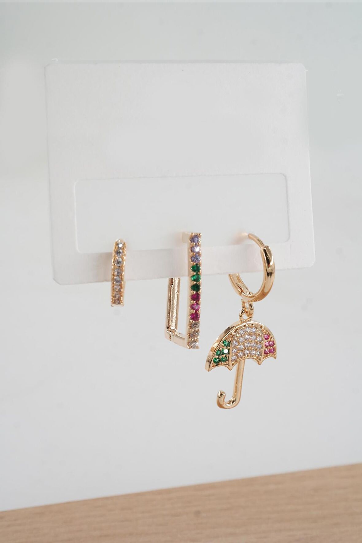 Kadın  Vip Seri Zirkon Taşlı 3'lü Küpe