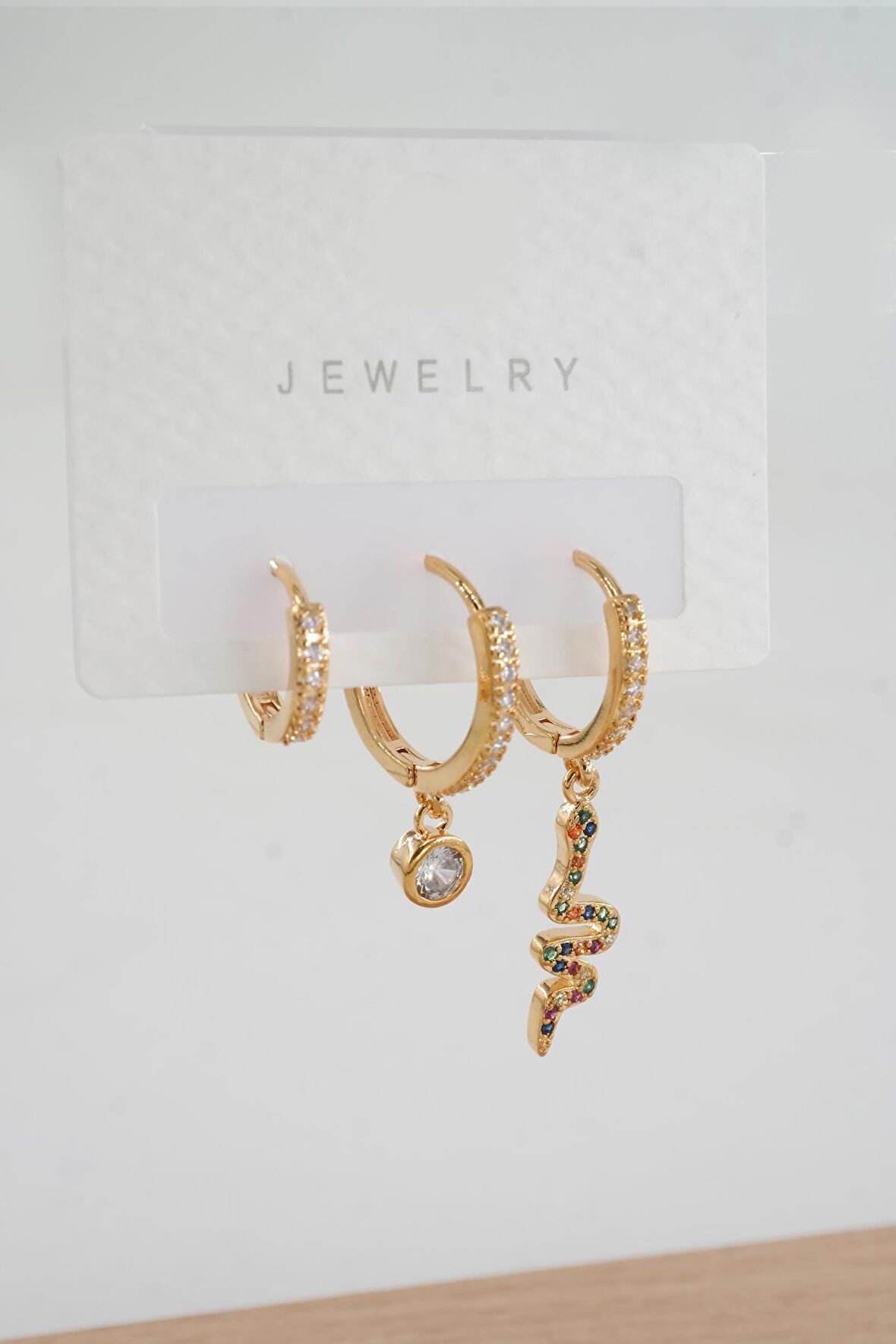 Kadın  Vip Seri Zirkon Taşlı 3'lü Küpe