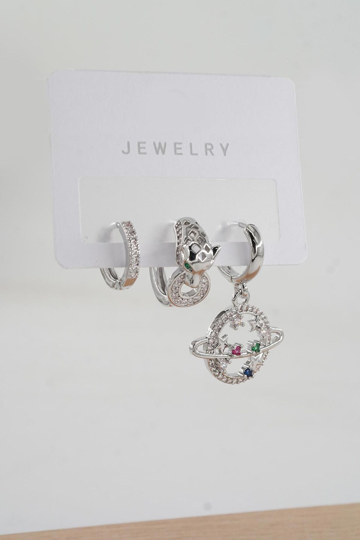 Kadın  Vip Seri Zirkon Taşlı 3'lü Küpe