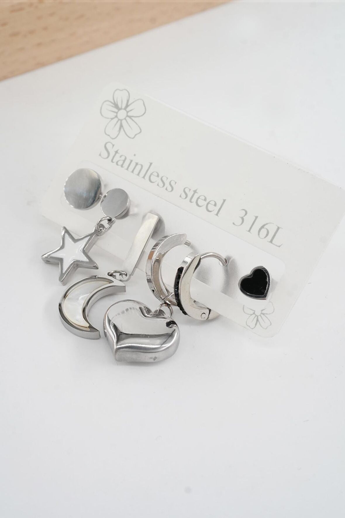 Kadın 316 L Paslanmaz Çelik Vip Seri Zirkon Taşlı 3'lü Küpe