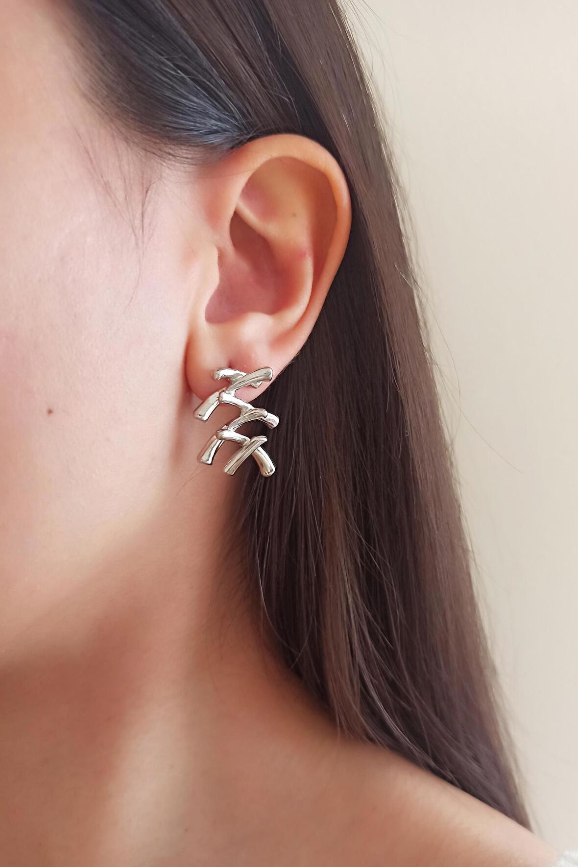 Kadın Özel Tasarım 4 cm Küpe 0025