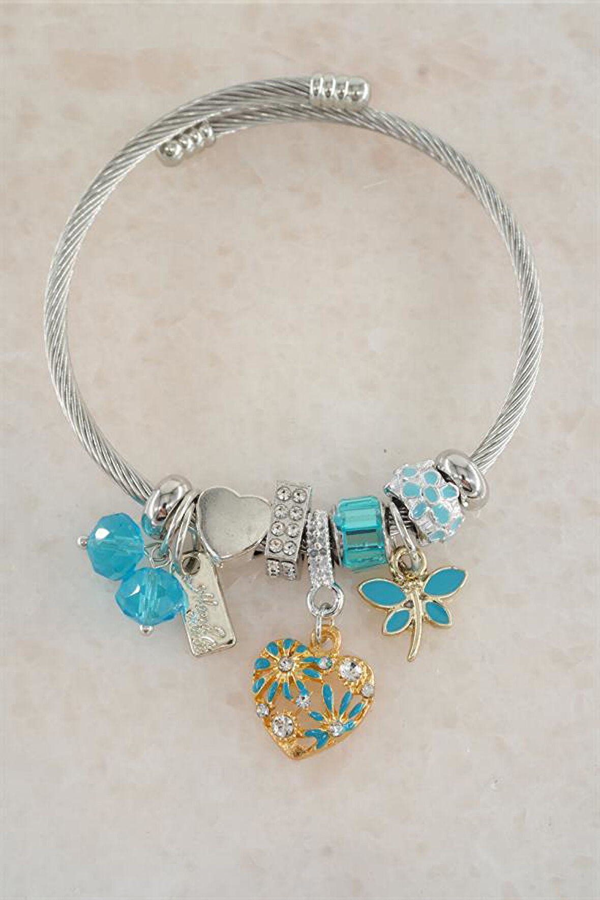 Kadın 316 L Çelik Karışık Figürlü Charm Bileklik   TKR001