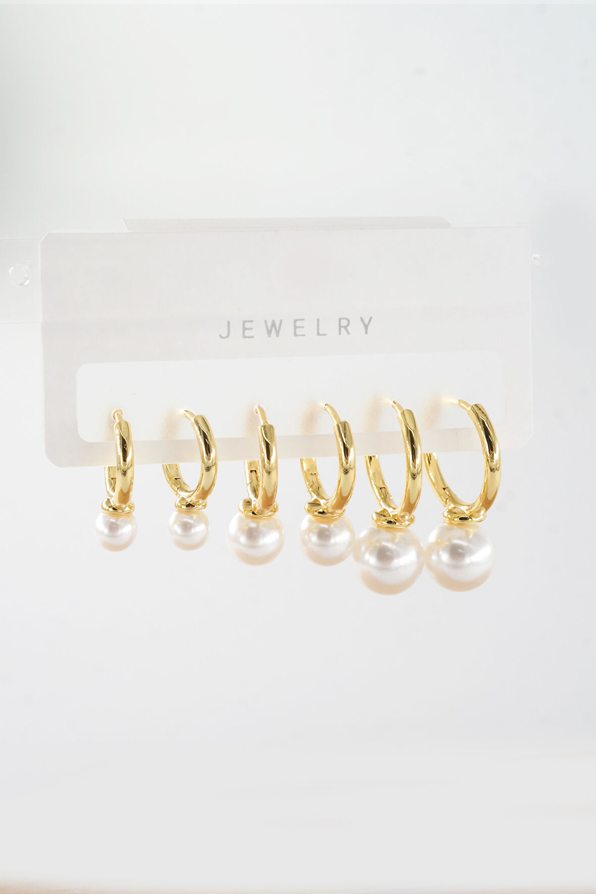 Kadın Vip Seri Suni İncili 3 Boy 6'lı Küpe Seti