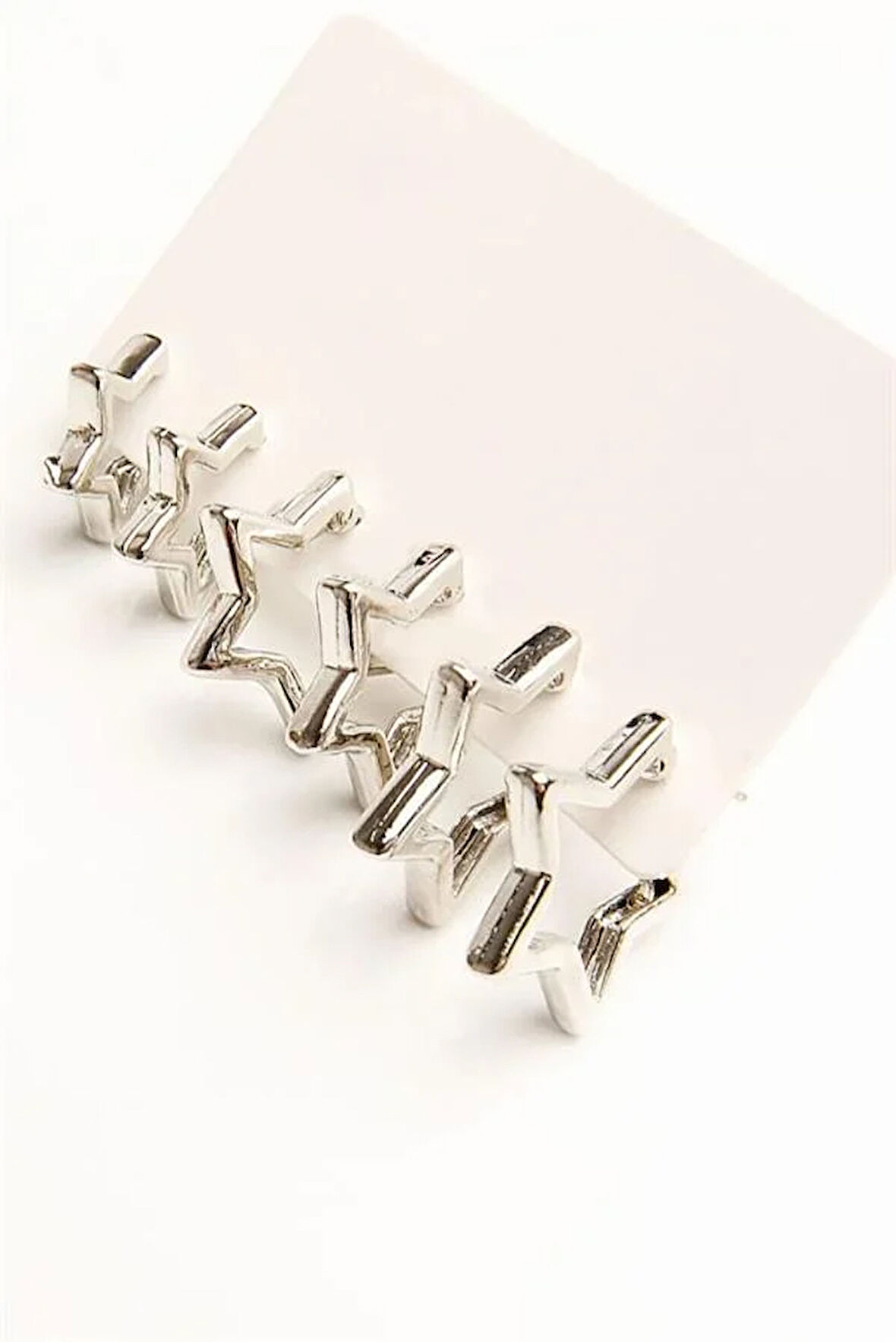 Kadın 3 Boy Yıldız Model  1.5 cm/ 2 cm / 2.5cm Küpe Seti zrk00593