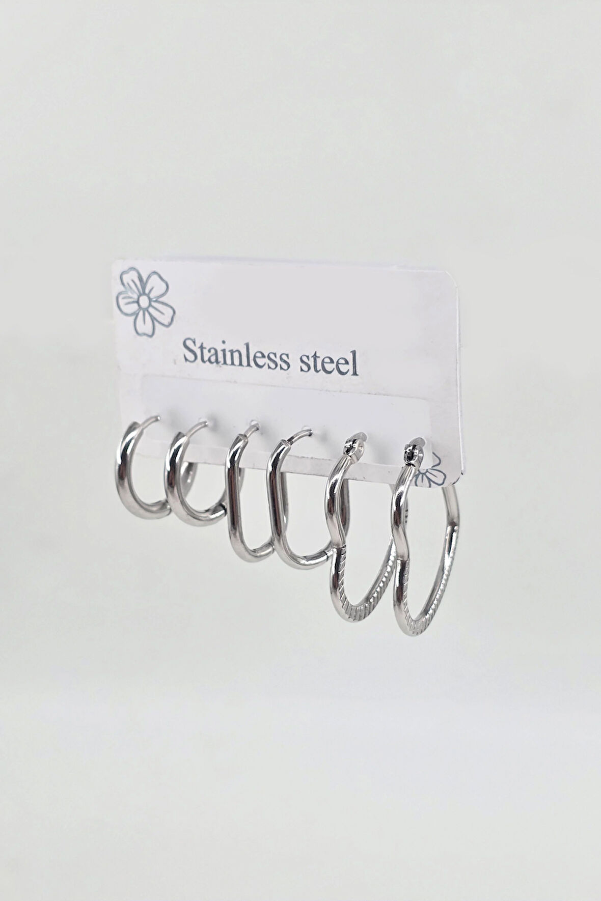 Kadın 316 L Paslanmaz Çelik Anti Alerjenik 6'lı Küpe Seti