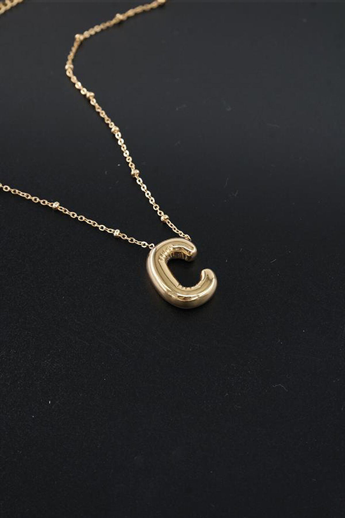 Kadın 316 L Paslanmaz Çelik Balon Harf Kolye C