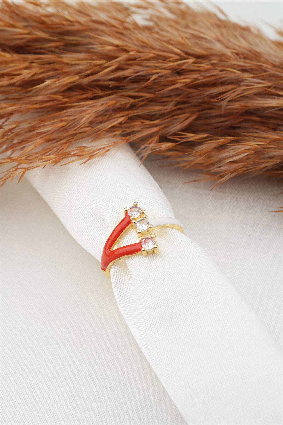 Kadın Özel Tasarım Ayarlanabilir Numarasız Mineli Zirkon Taşlı Yüzük