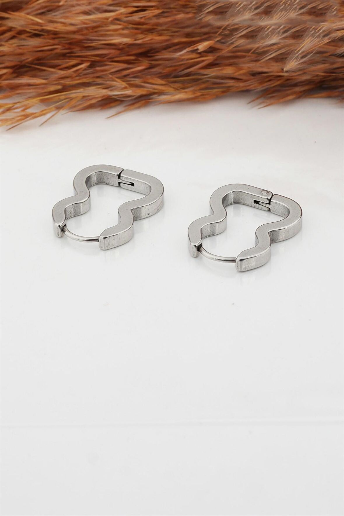 Kadın Çelik Basic Geometrik 2 cm Klipsli Küpe