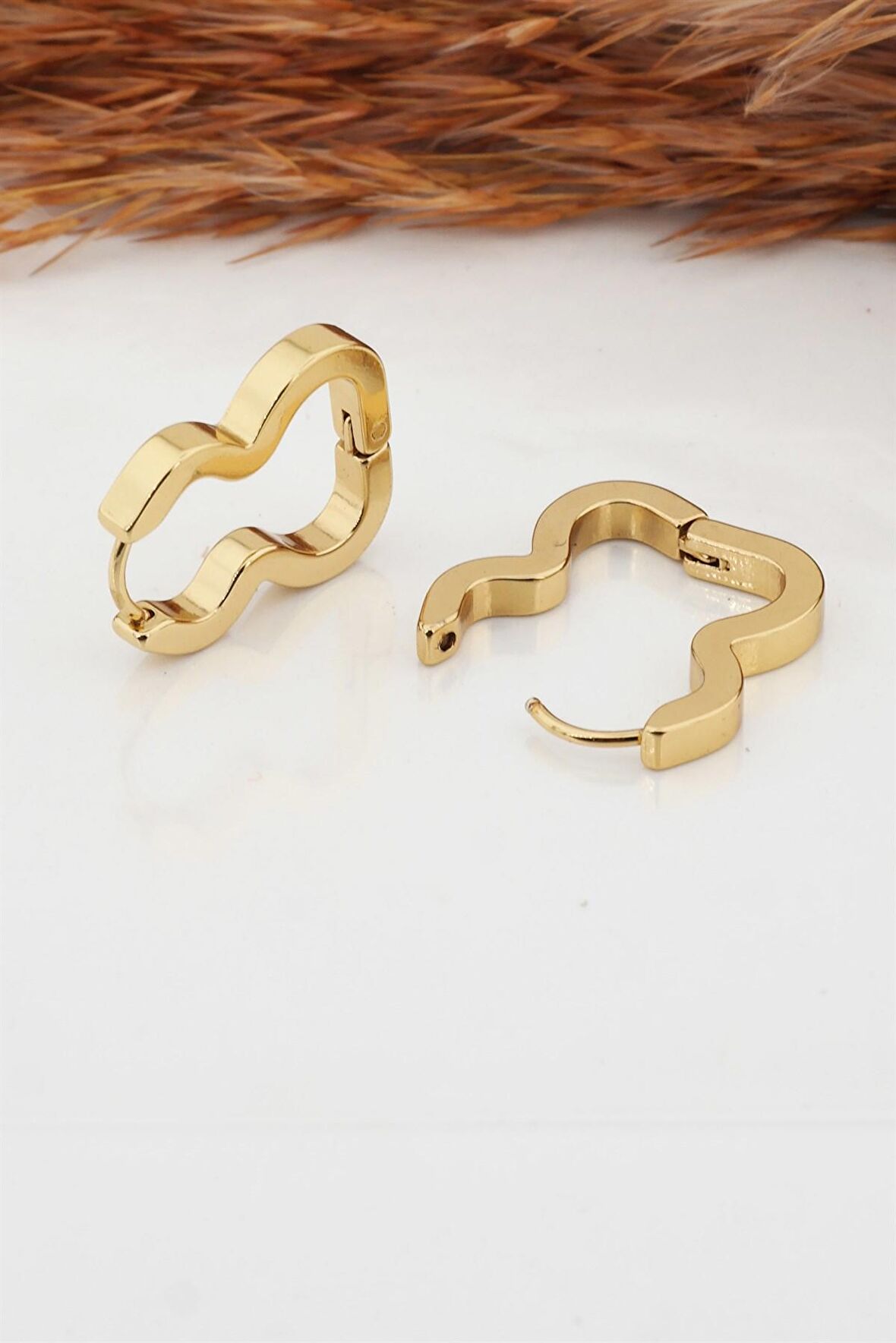 Kadın Çelik Basic Geometrik 2 cm Klipsli Küpe