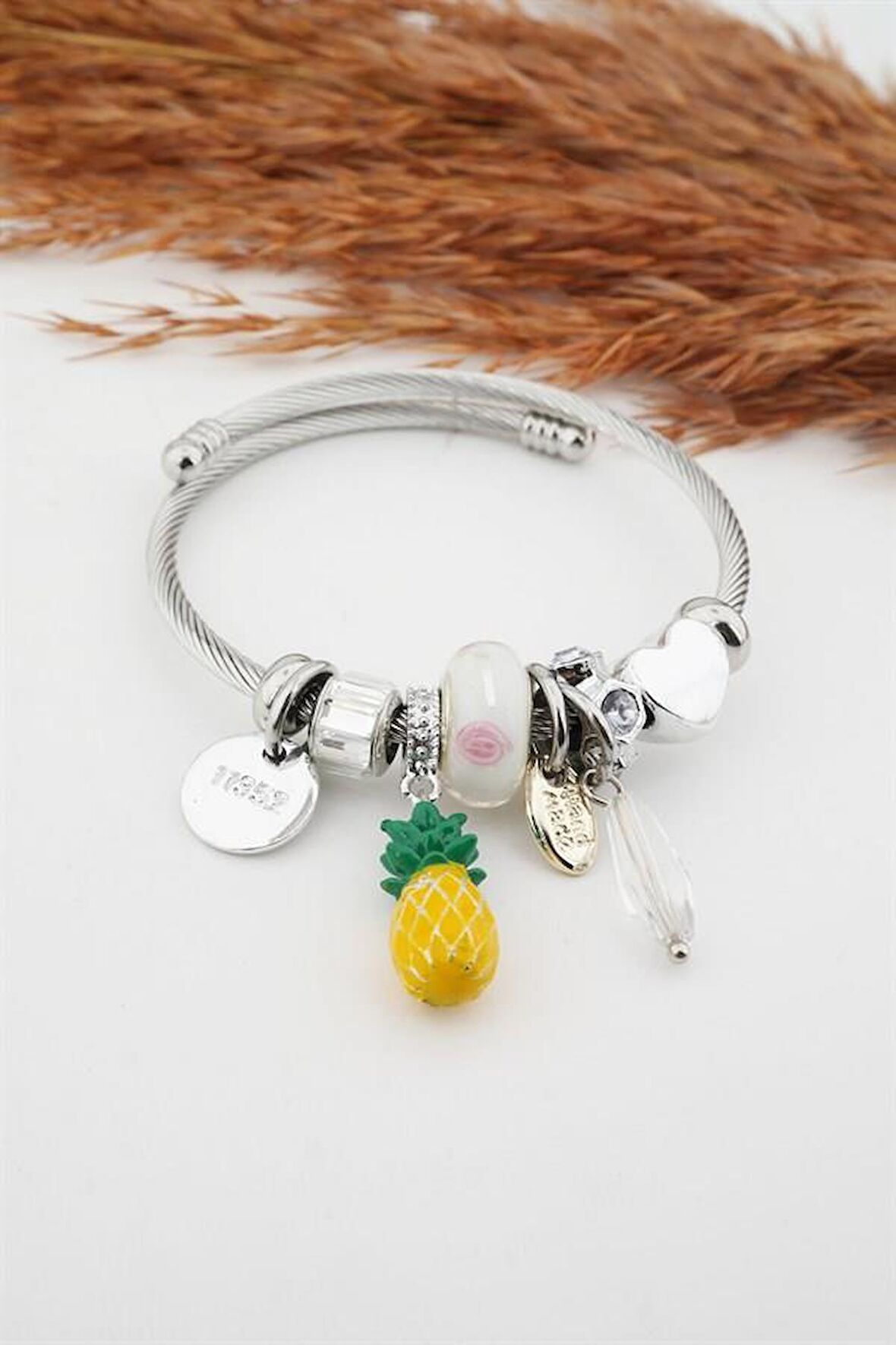 Kadın Ananas Figürlü Charm Bileklik