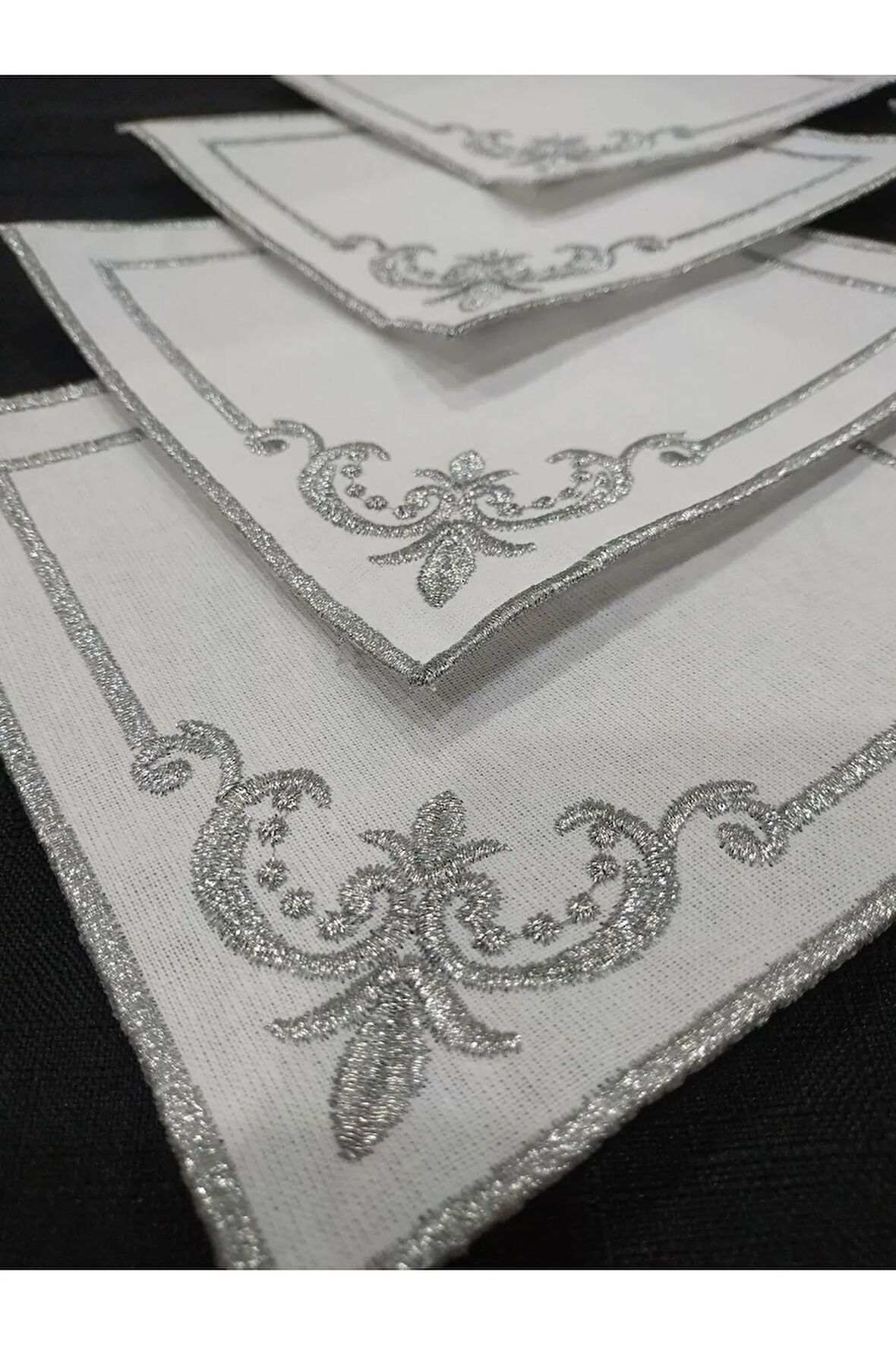 (6 Adet) Keten Kokteyl Peçetesi Kahve Yanı Sunumluk