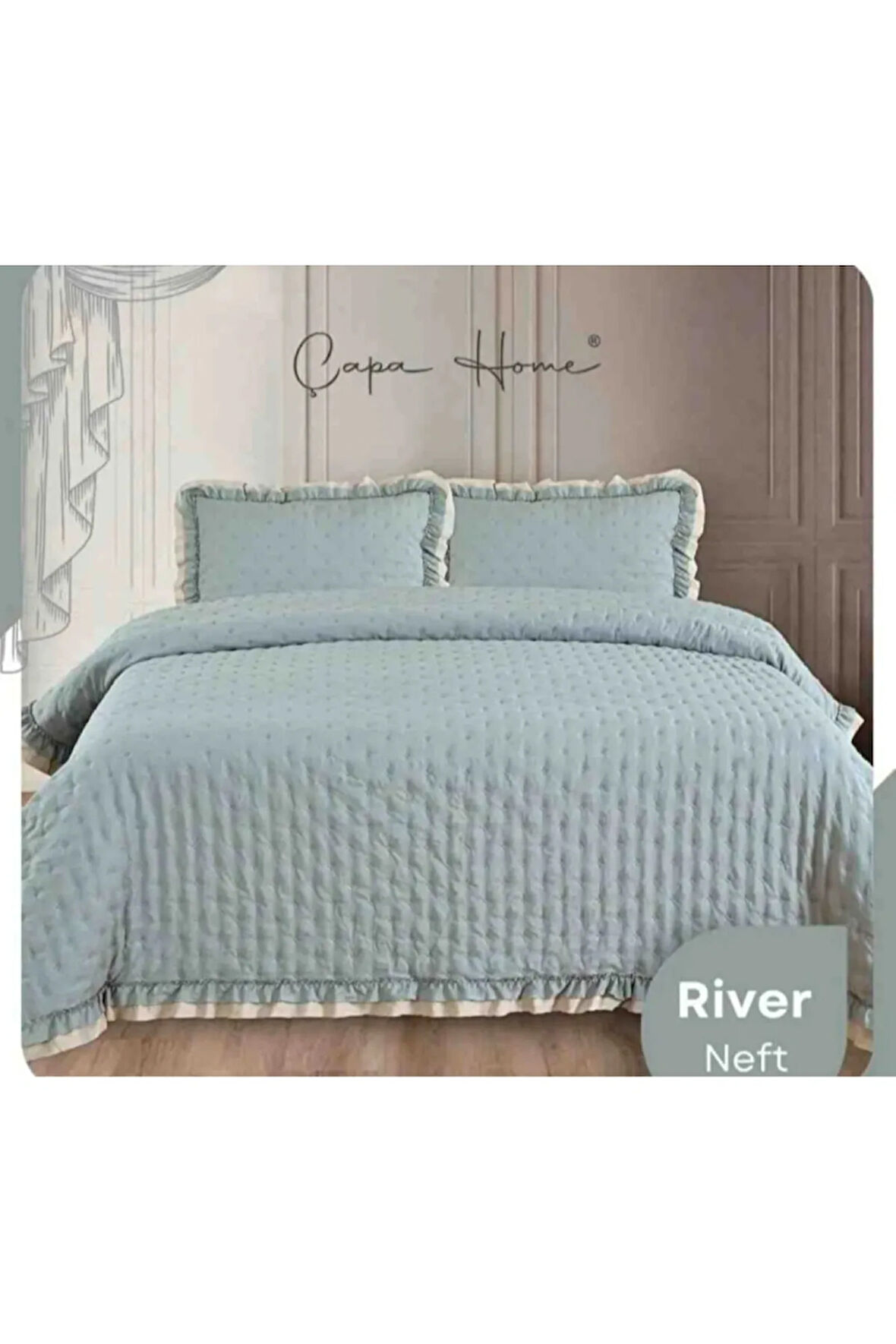 Çapa Home Tek Kişilik River Fırfırlı Yatak Örtüsü (Çift Taraflı)