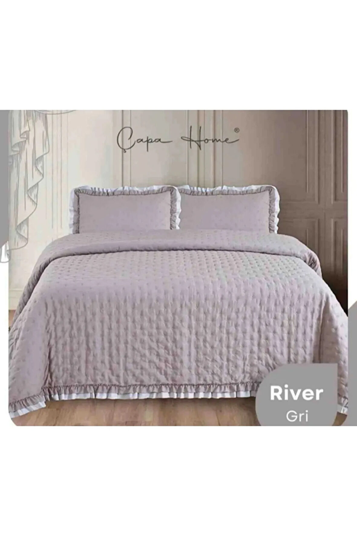 Çapa Home Tek Kişilik River Fırfırlı Yatak Örtüsü (Çift Taraflı)