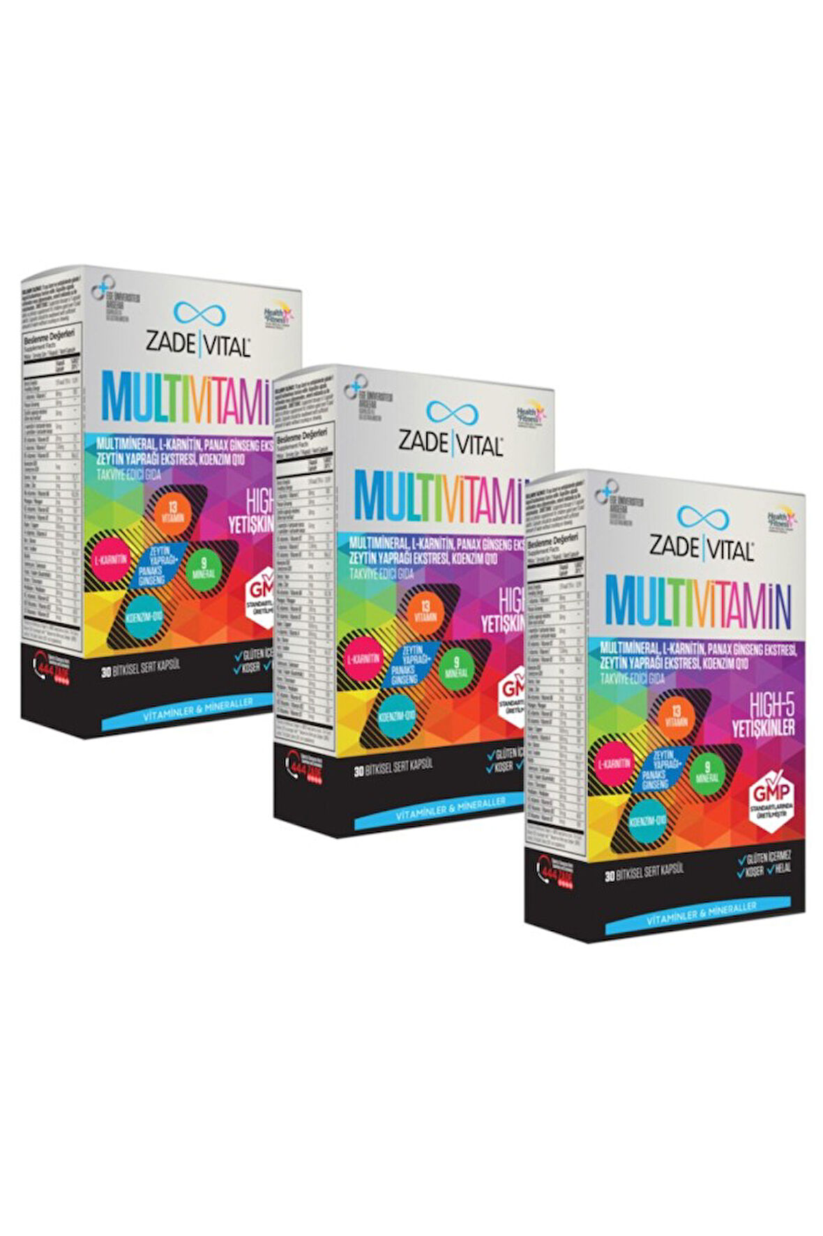 Zade Vital Multivitamin 30'lu Kapsül x 3 Kutu