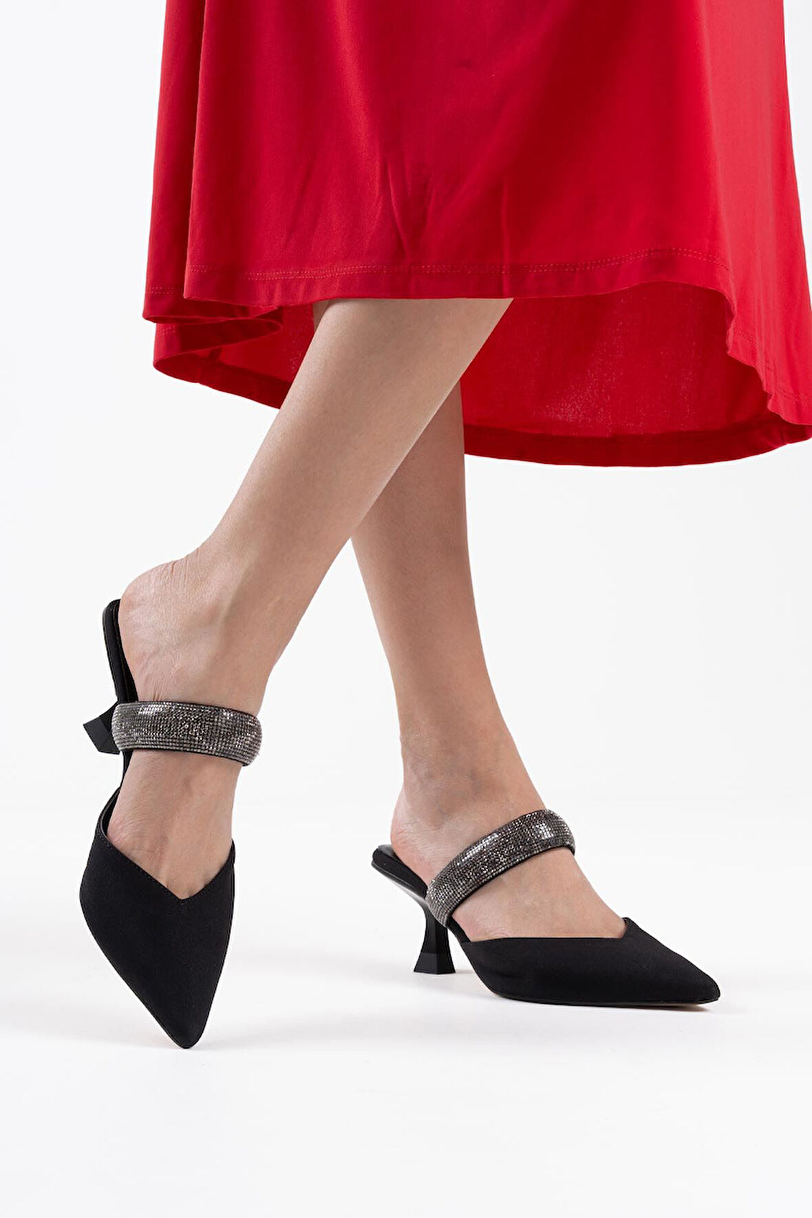 Nina Premium Topuklu Siyah Kadın Terlik