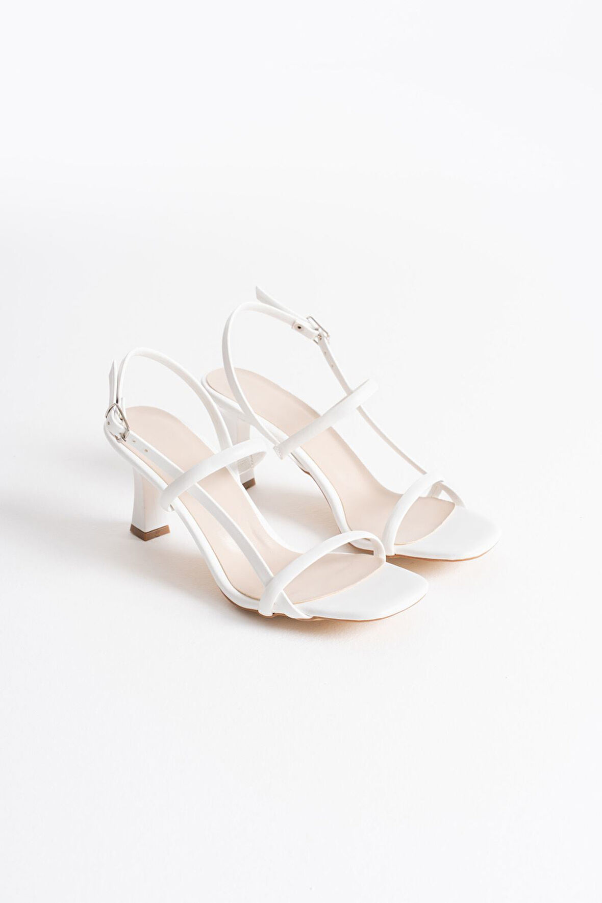 Monya Premium Kadın Beyaz Topuklu Sandalet