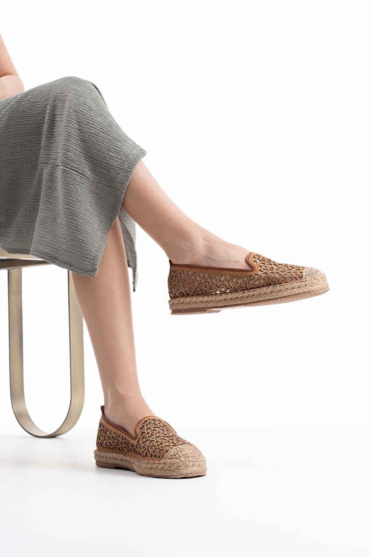 Dune Premium Kadın Taba Espadril Ayakkabı