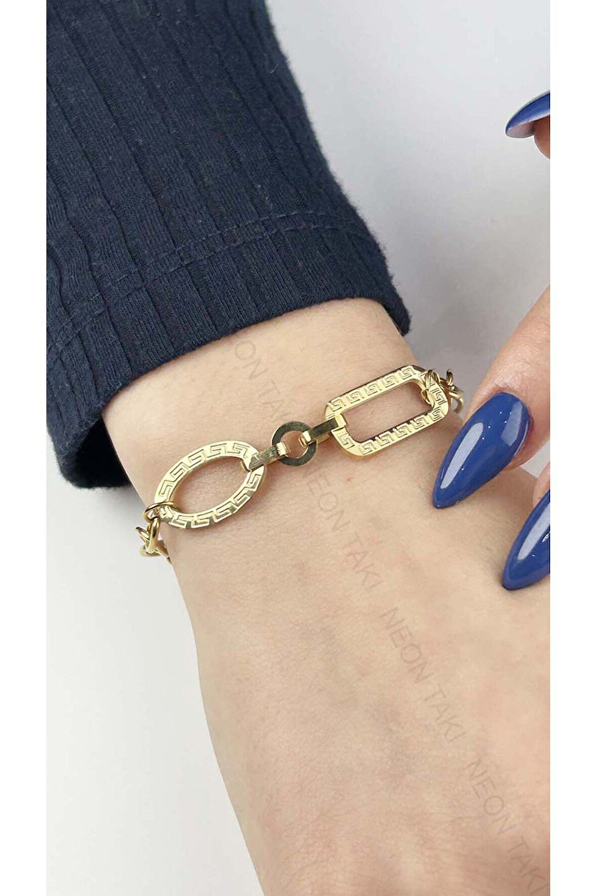 Paslanmaz Çelik Zincir Bileklik 16, Altın Renk