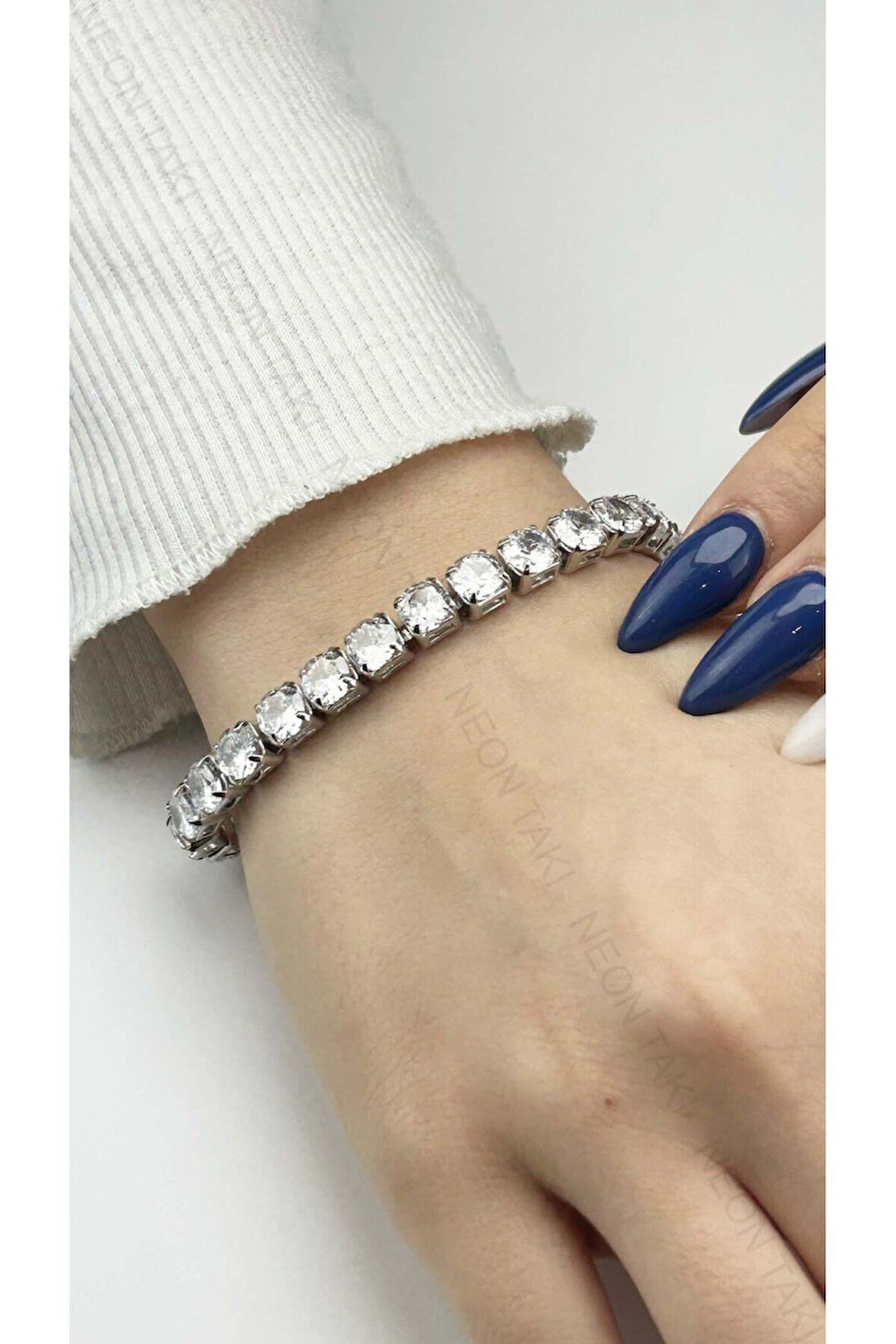 Su Yolu, Zirkon Taşlı, Zincir Bileklik 38, Gümüş Renk