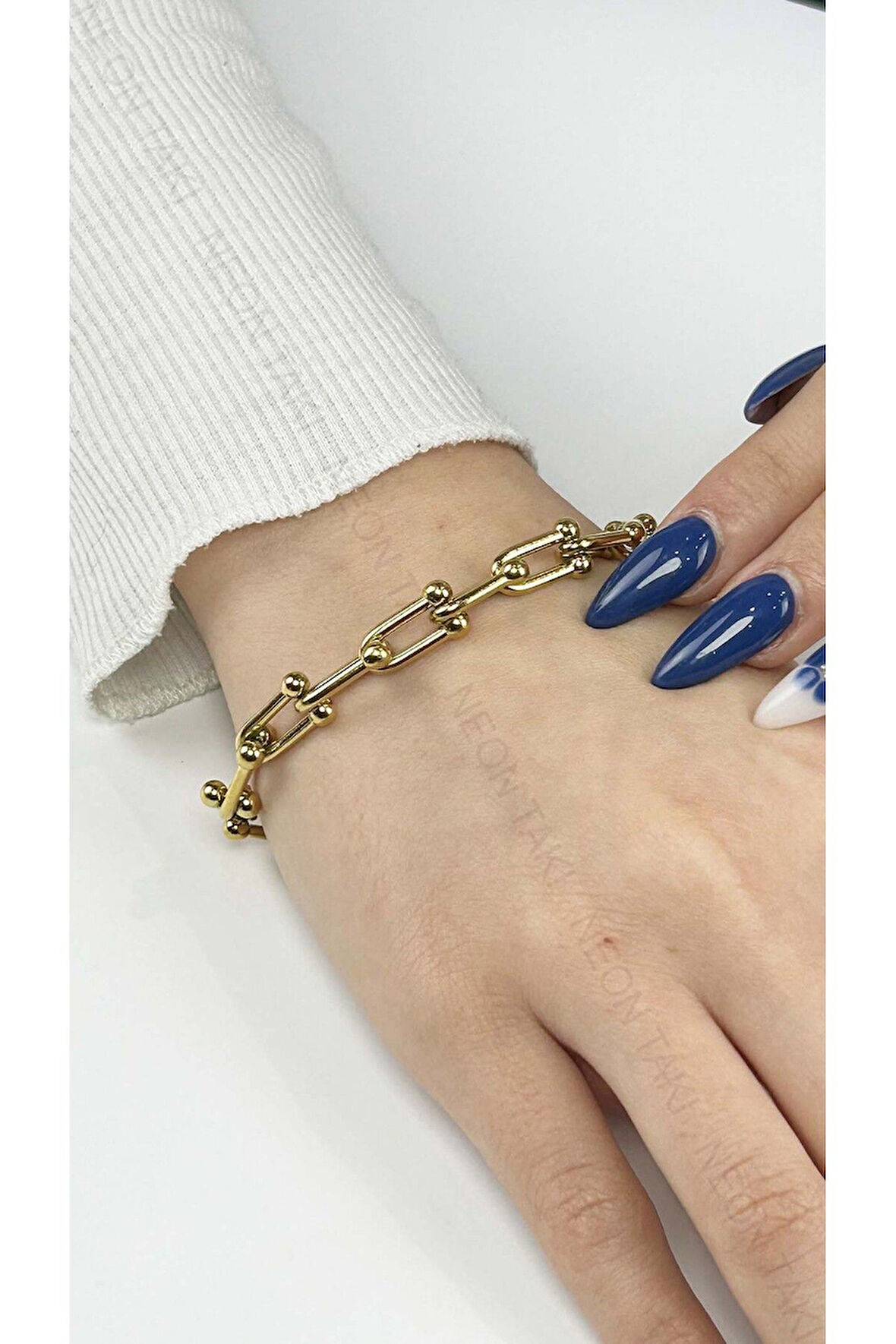 Paslanmaz Çelik Zincir Bileklik 128, Altın Renk