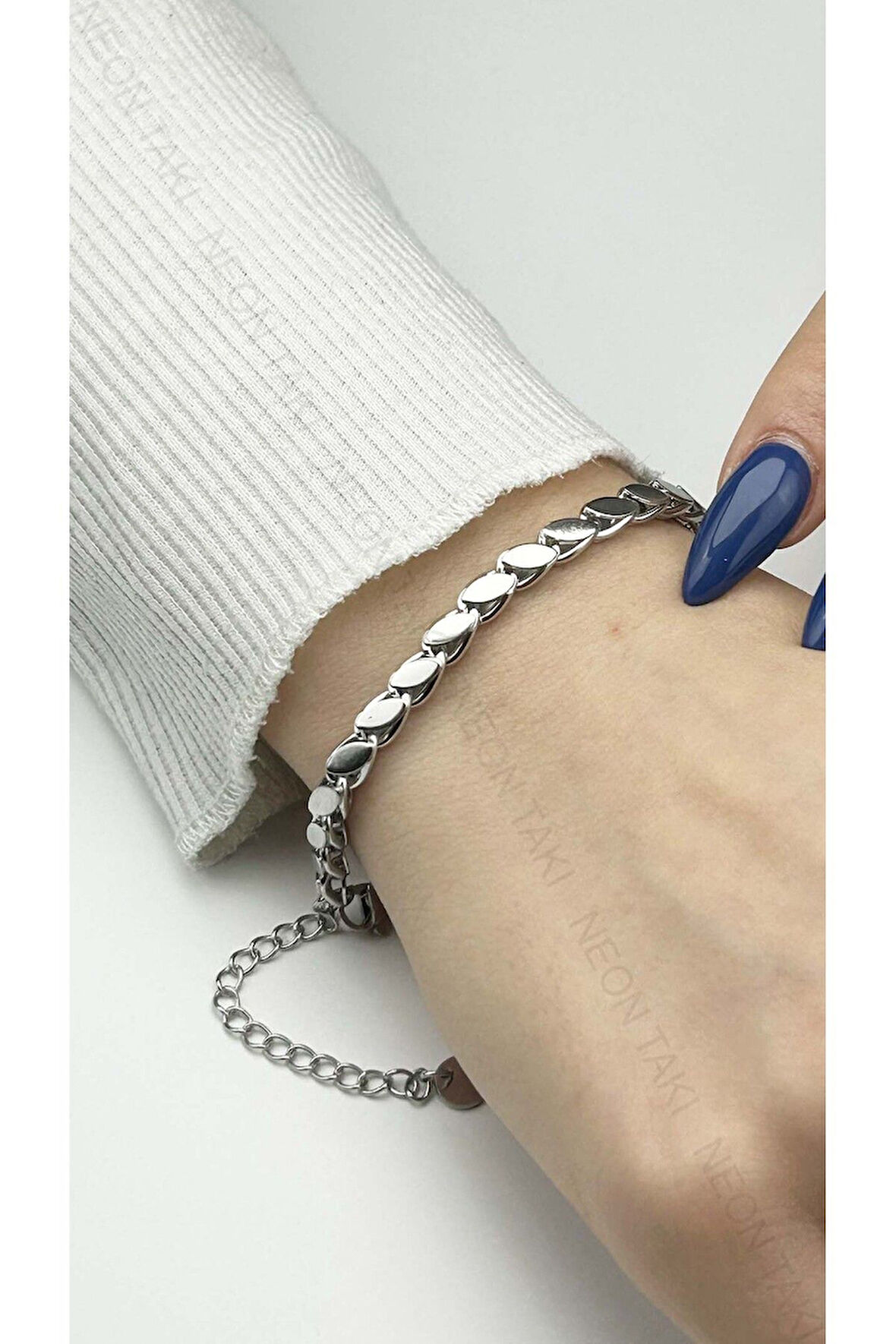 Arpa Model, Paslanmaz Çelik Zincir Bileklik 384, Gümüş Renk