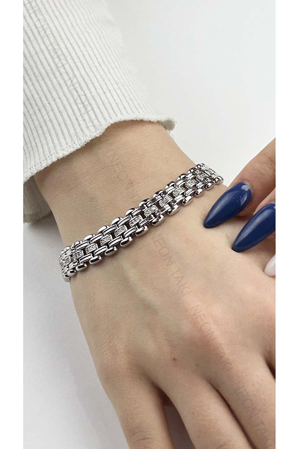 Zirkon Taş , Kordon Model, Platinyum Kaplama Xuping Bileklik 422, Gümüş Renk