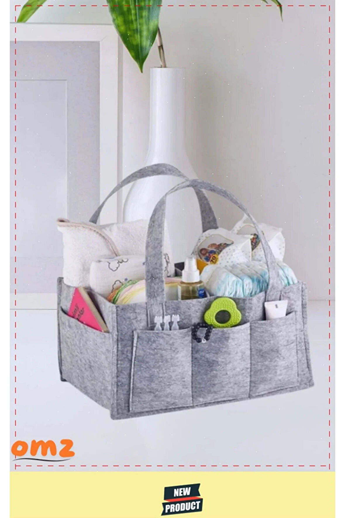 Keçe Anne Bebek Bakım Çantası Organizer Keçeden Bebek Çantası Gri Organizer Taşınabilir Keçe Çanta